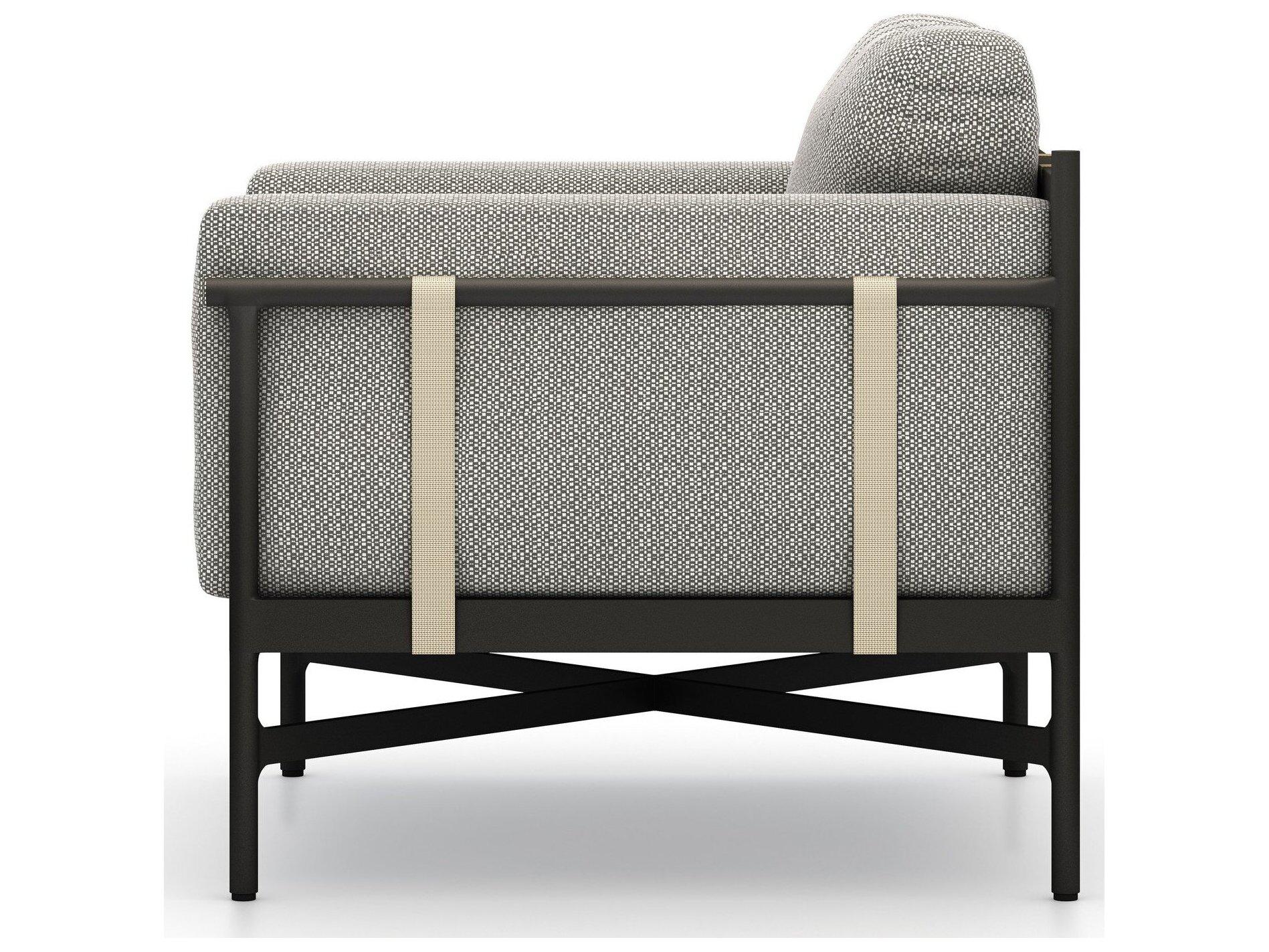 Four Hands Outdoor Solano Hearst Bronze Aluminum Cushion Lounge Chair in Faye Ash