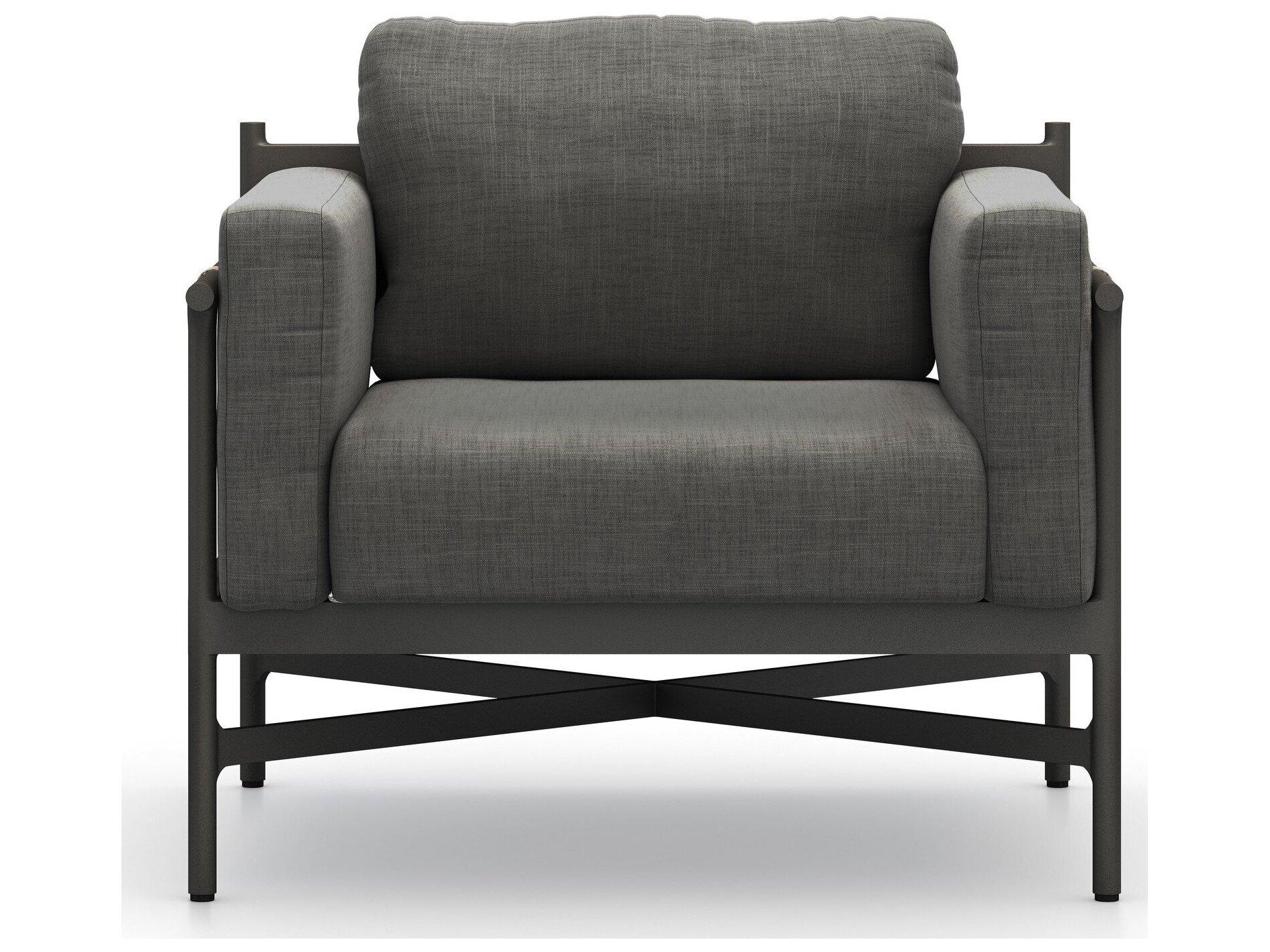 Four Hands Outdoor Solano Hearst Bronze Aluminum Cushion Lounge Chair in Venao Charcoal