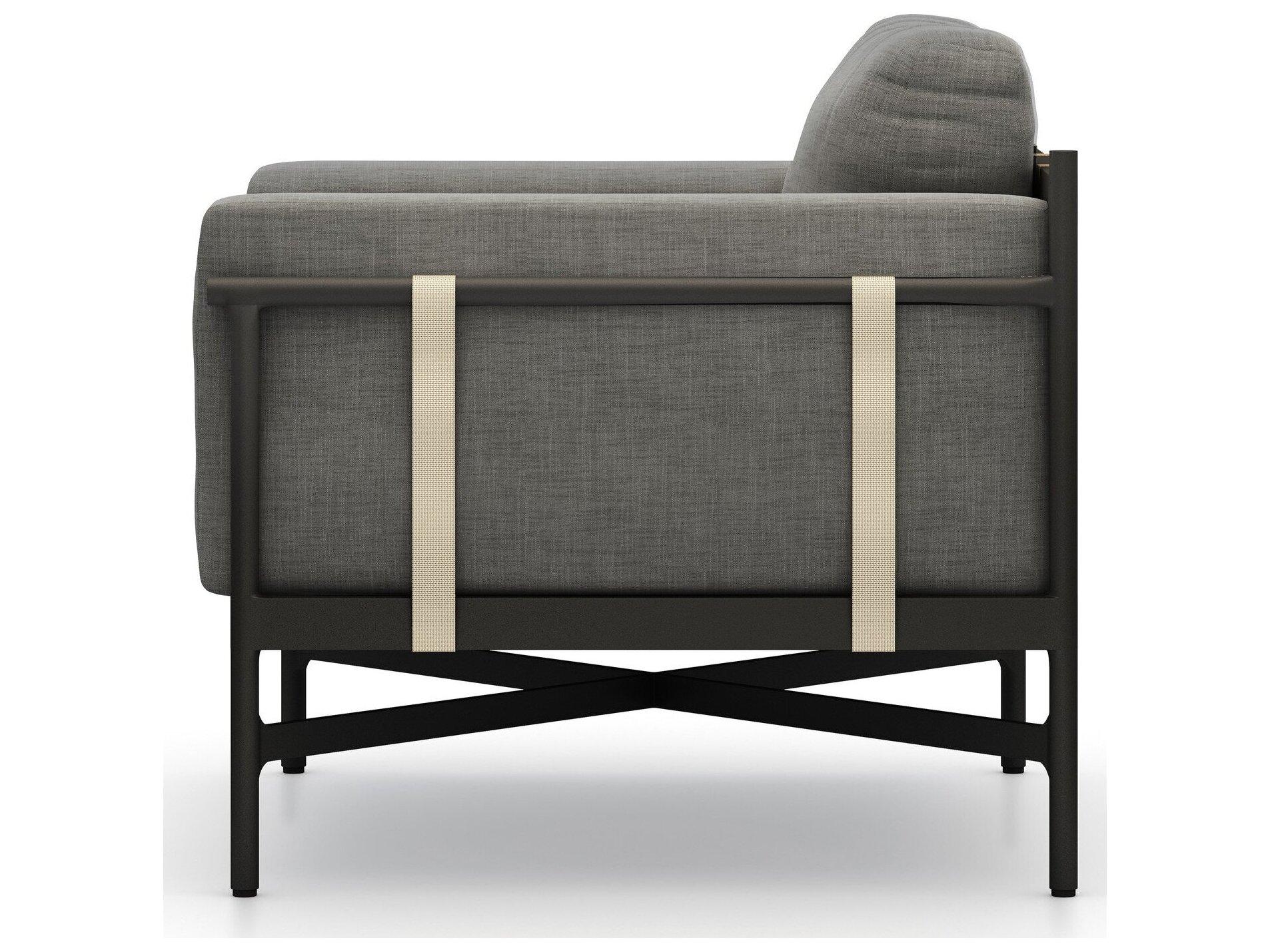 Four Hands Outdoor Solano Hearst Bronze Aluminum Cushion Lounge Chair in Venao Charcoal