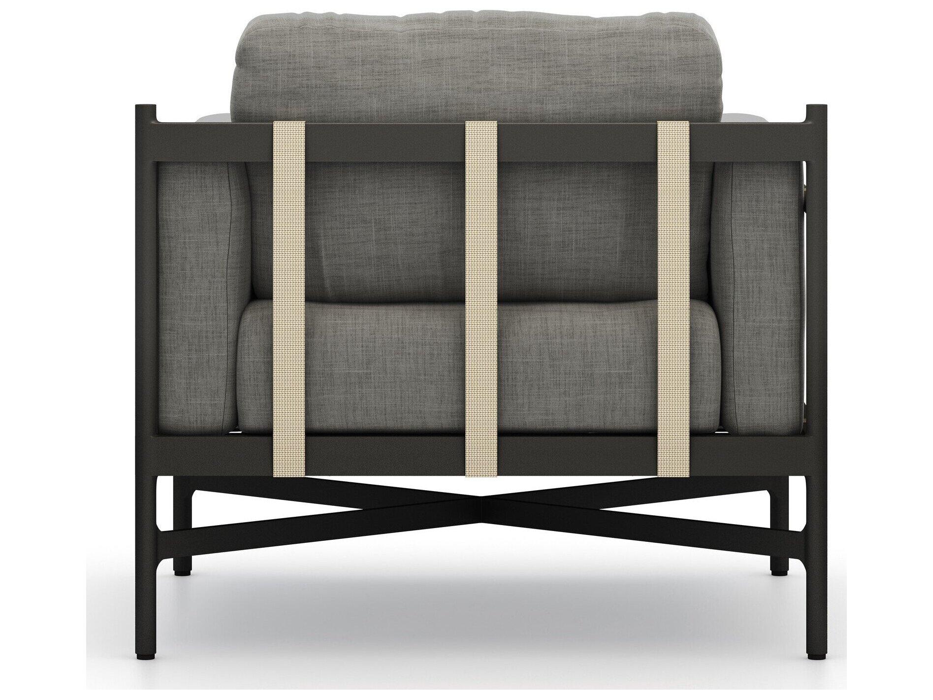 Four Hands Outdoor Solano Hearst Bronze Aluminum Cushion Lounge Chair in Venao Charcoal