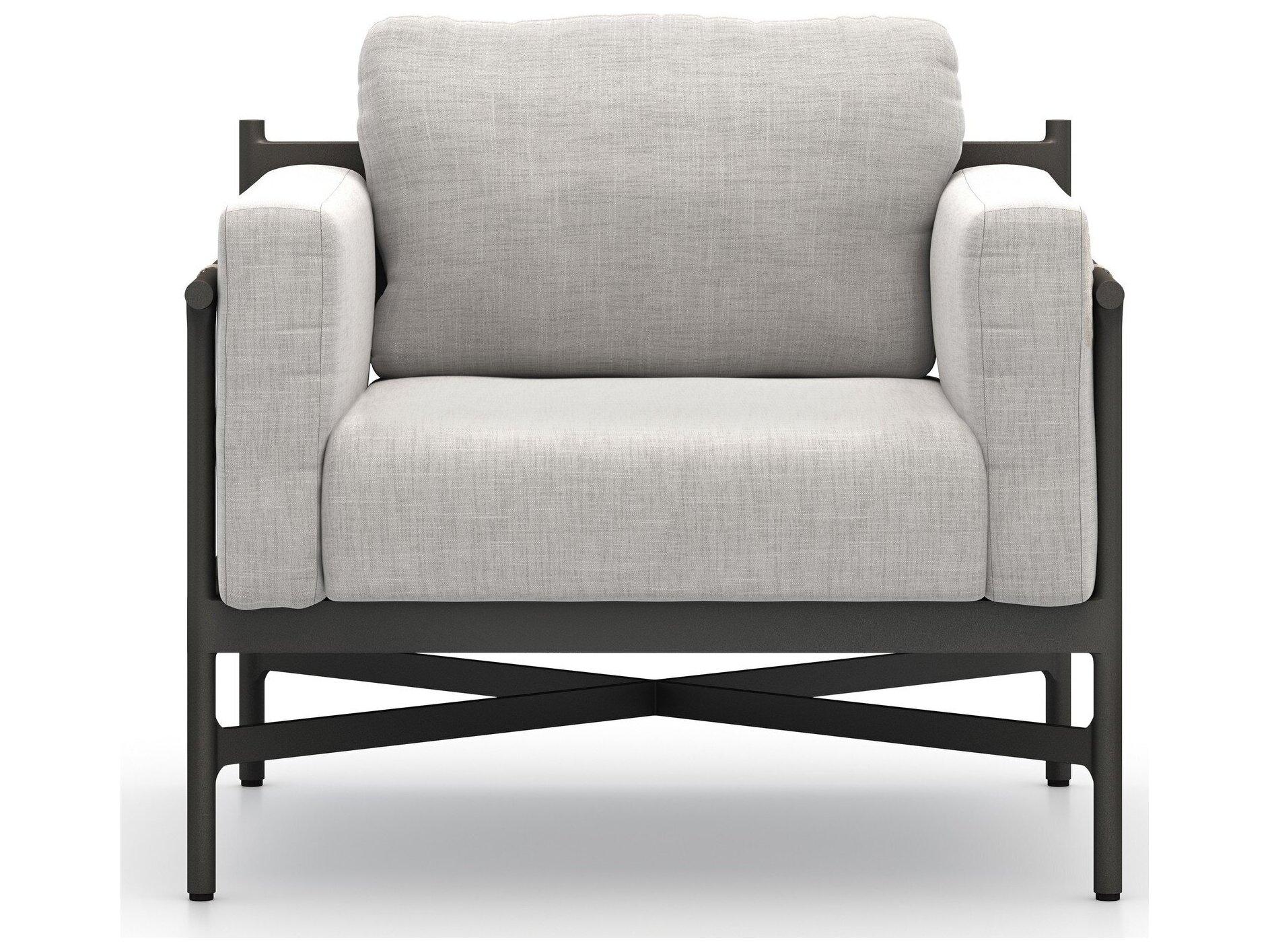 Four Hands Outdoor Solano Hearst Bronze Aluminum Cushion Lounge Chair in Venao Grey