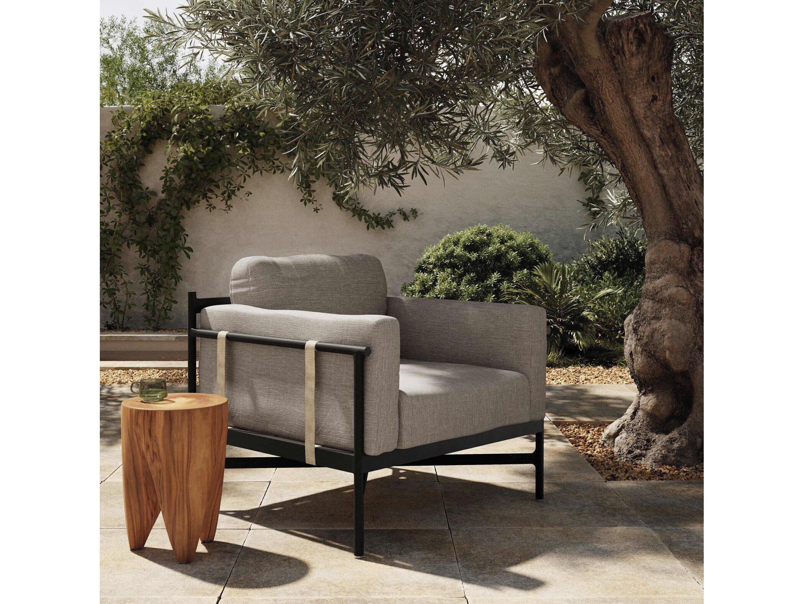 Four Hands Outdoor Solano Hearst Bronze Aluminum Cushion Lounge Chair in Venao Grey