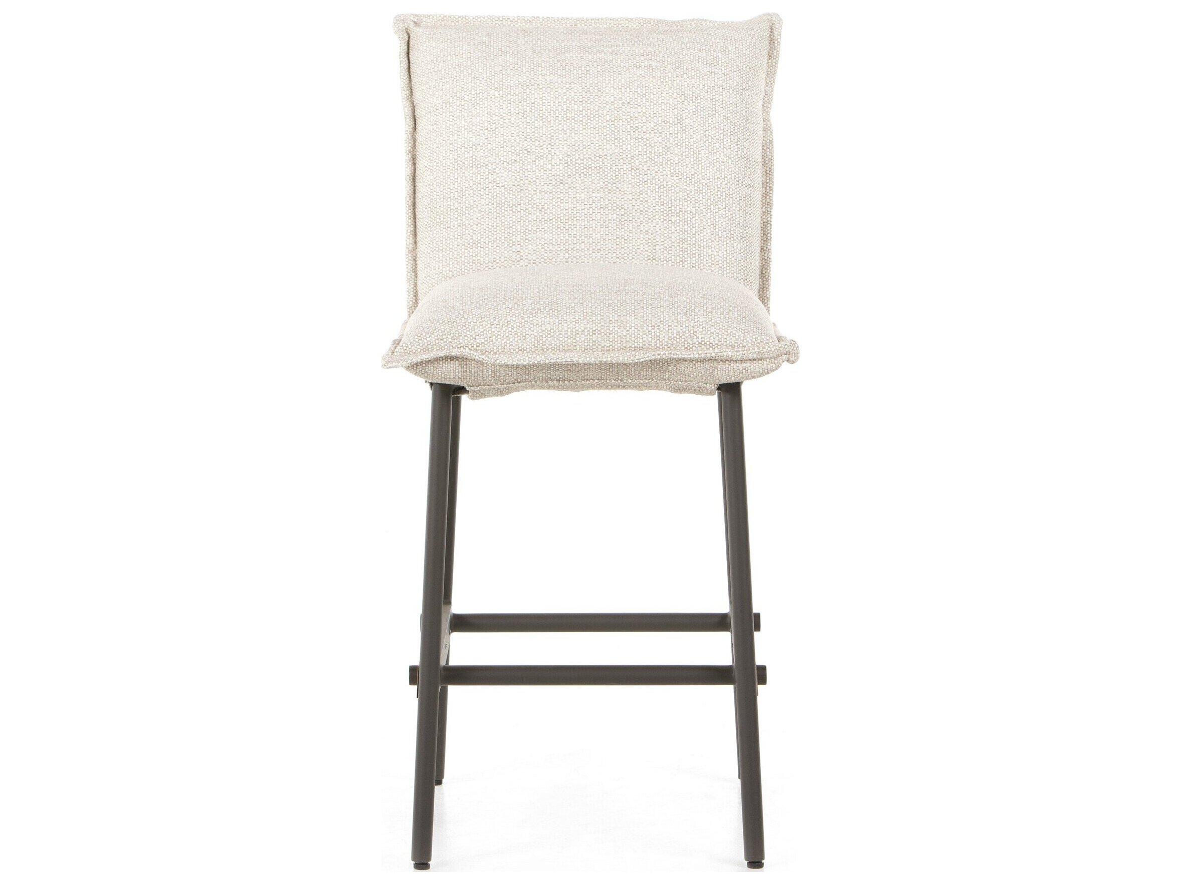 Four Hands Outdoor Solano Bronze Aluminum / Natural Teak Counter Stool with Faye Sand Cushion