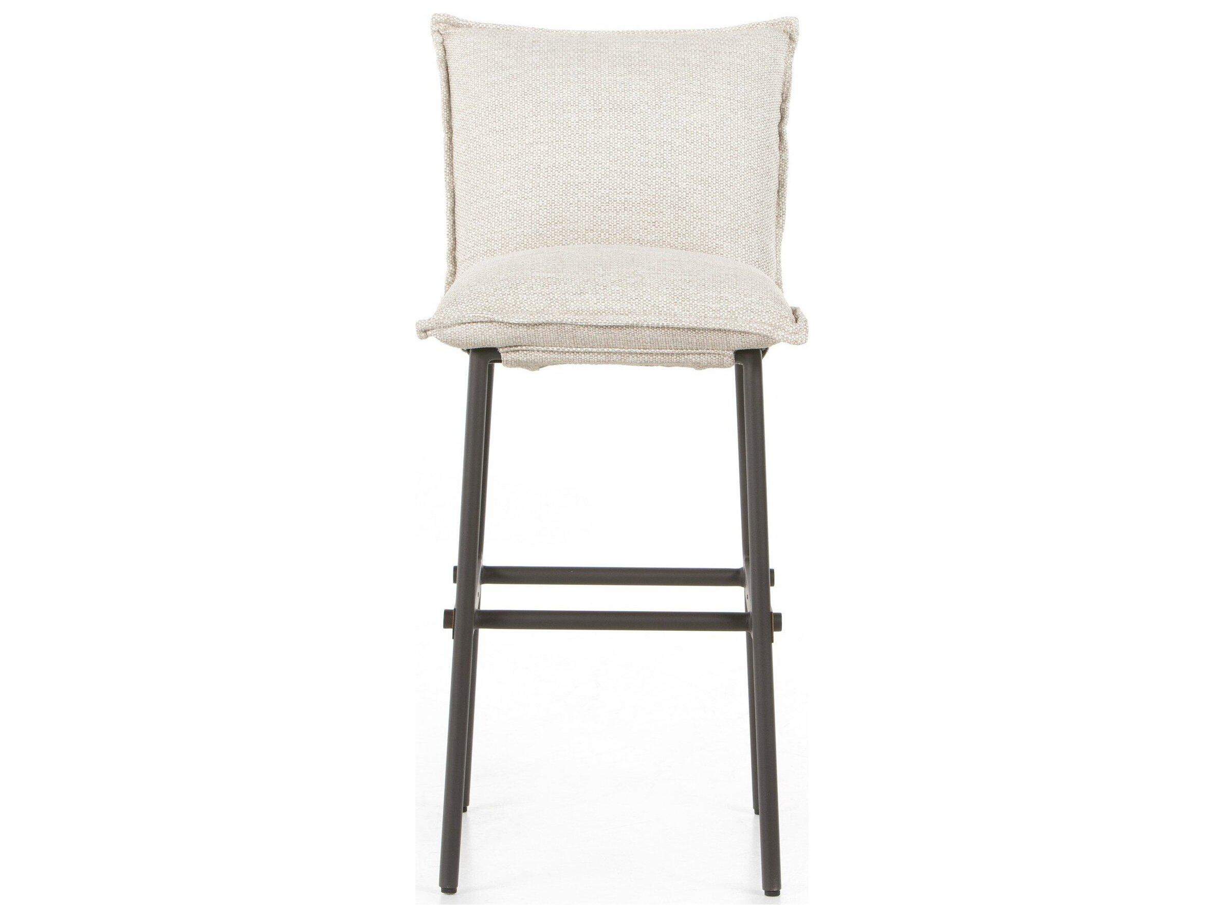 Four Hands Outdoor Solano Bronze Aluminum / Natural Teak Bar Stool with Faye Sand Cushion