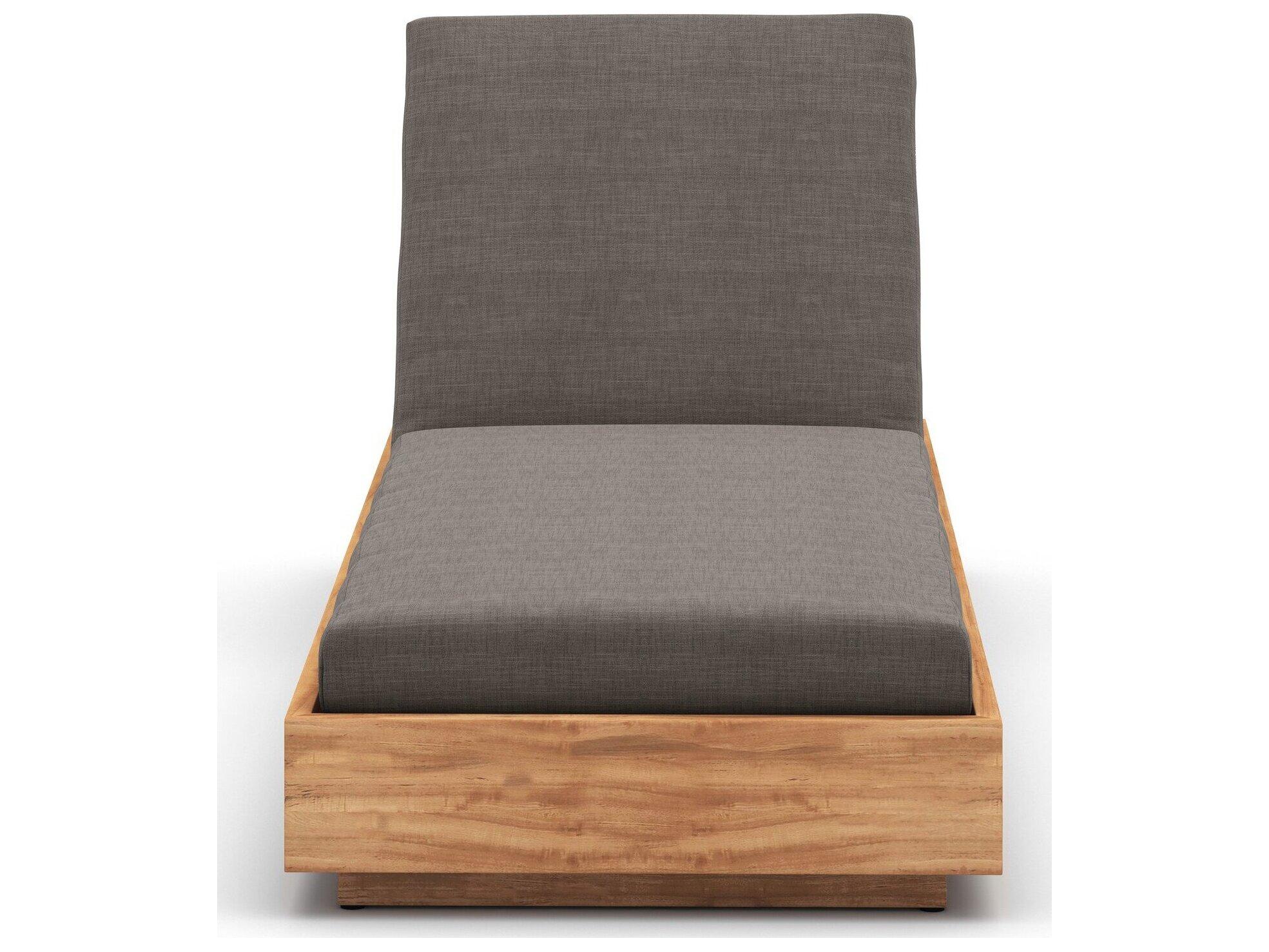 Four Hands Outdoor Solano Natural Teak Resin with Charcoal Cushion Chaise Lounge