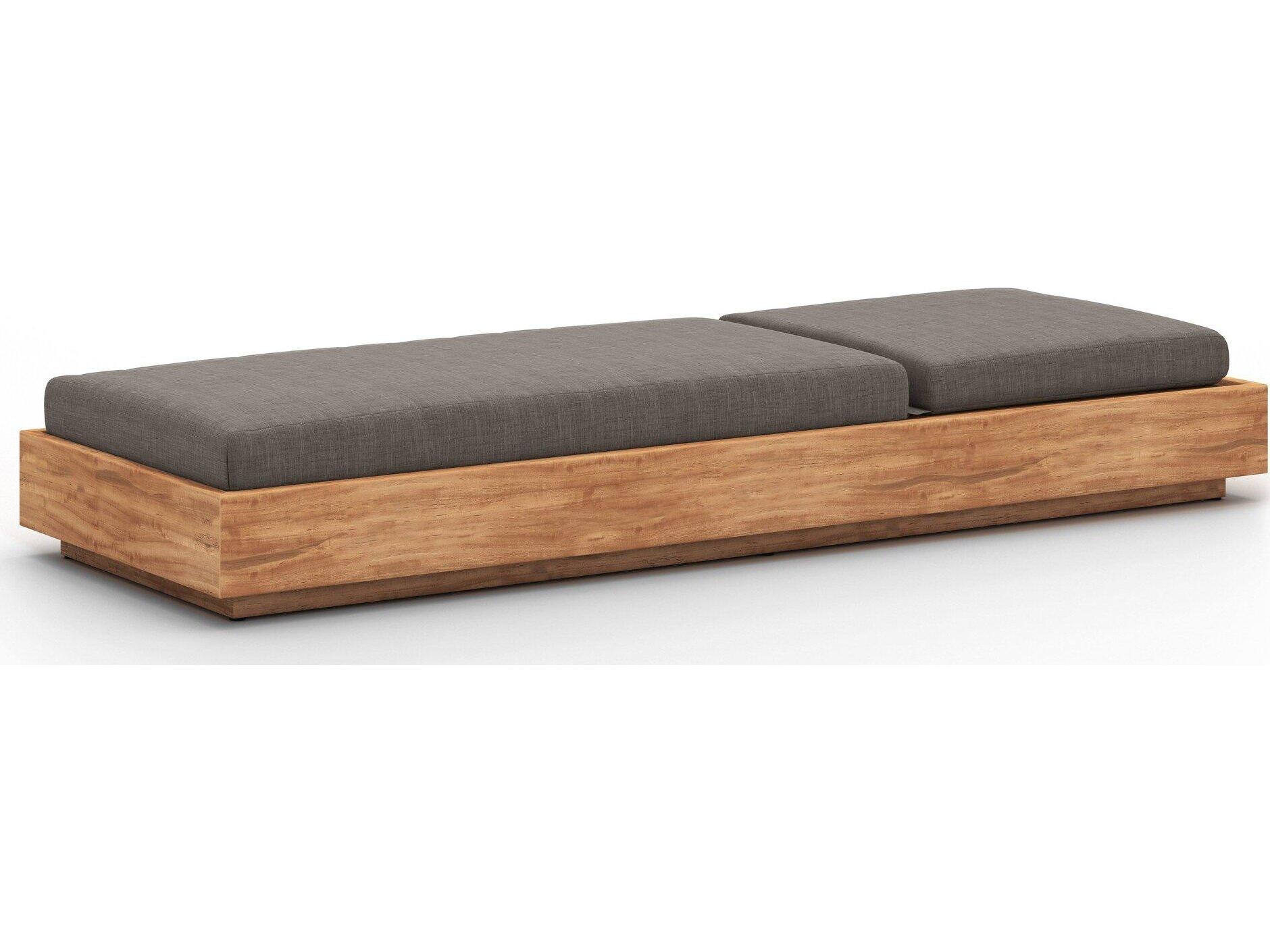 Four Hands Outdoor Solano Natural Teak Resin with Charcoal Cushion Chaise Lounge