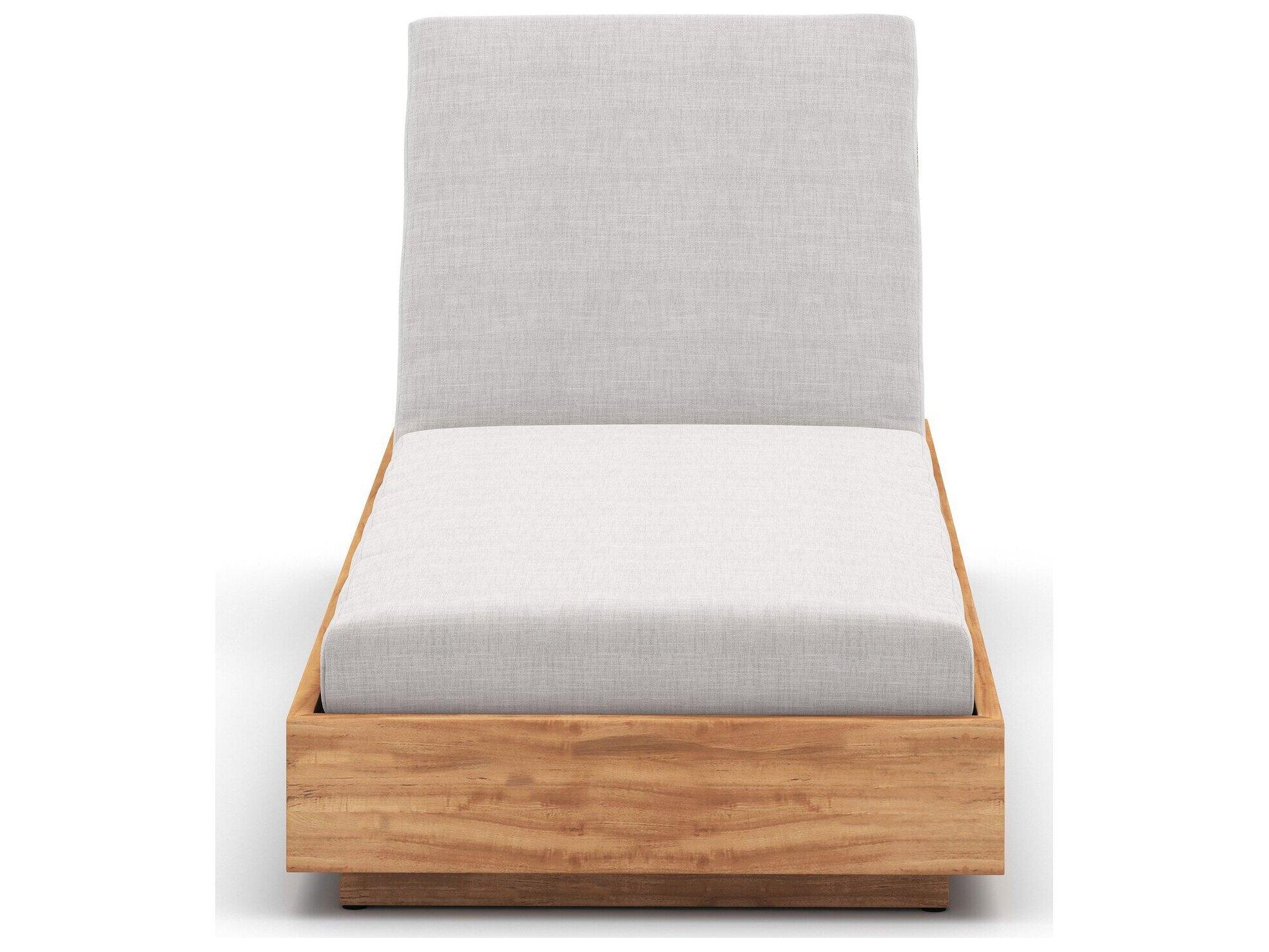 Four Hands Outdoor Solano Natural Teak Resin with Stone Grey Cushion Chaise Lounge