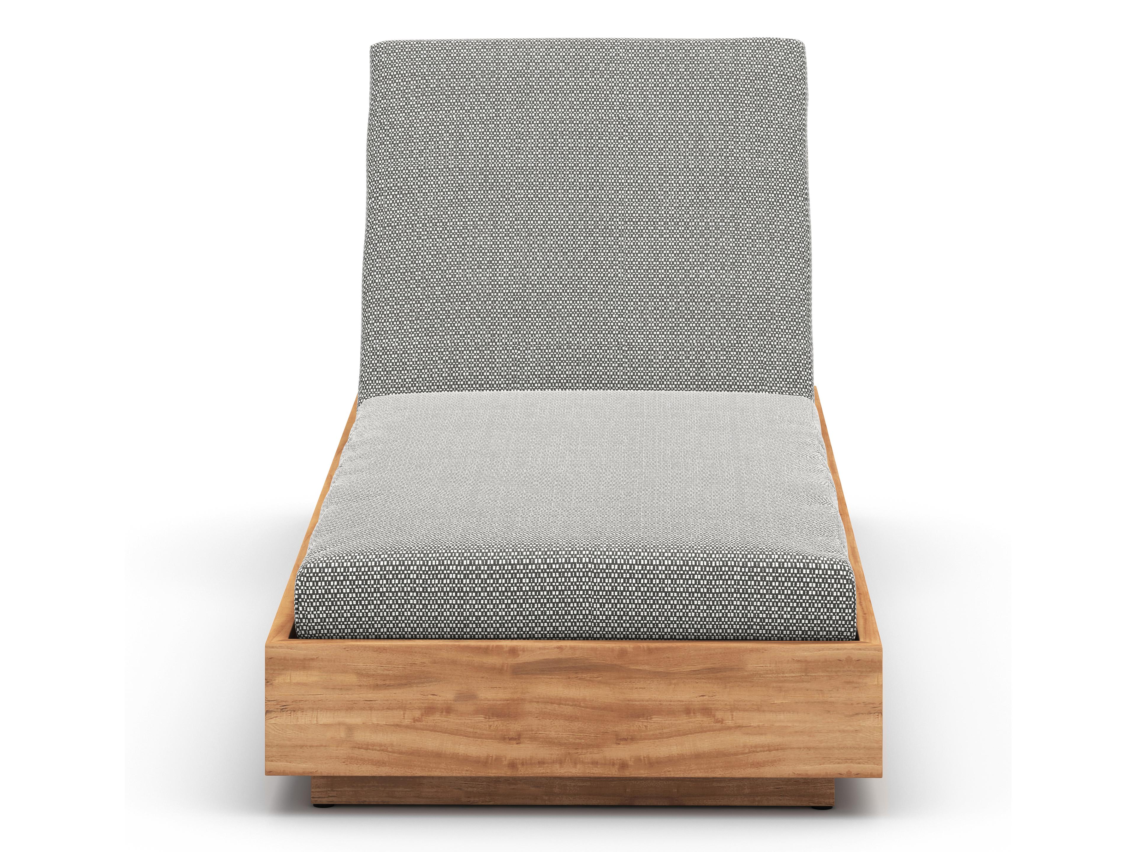 Luxecor Globetrotter Outdoor Natural Teak Resin with Faye Ash Cushion Chaise Lounge