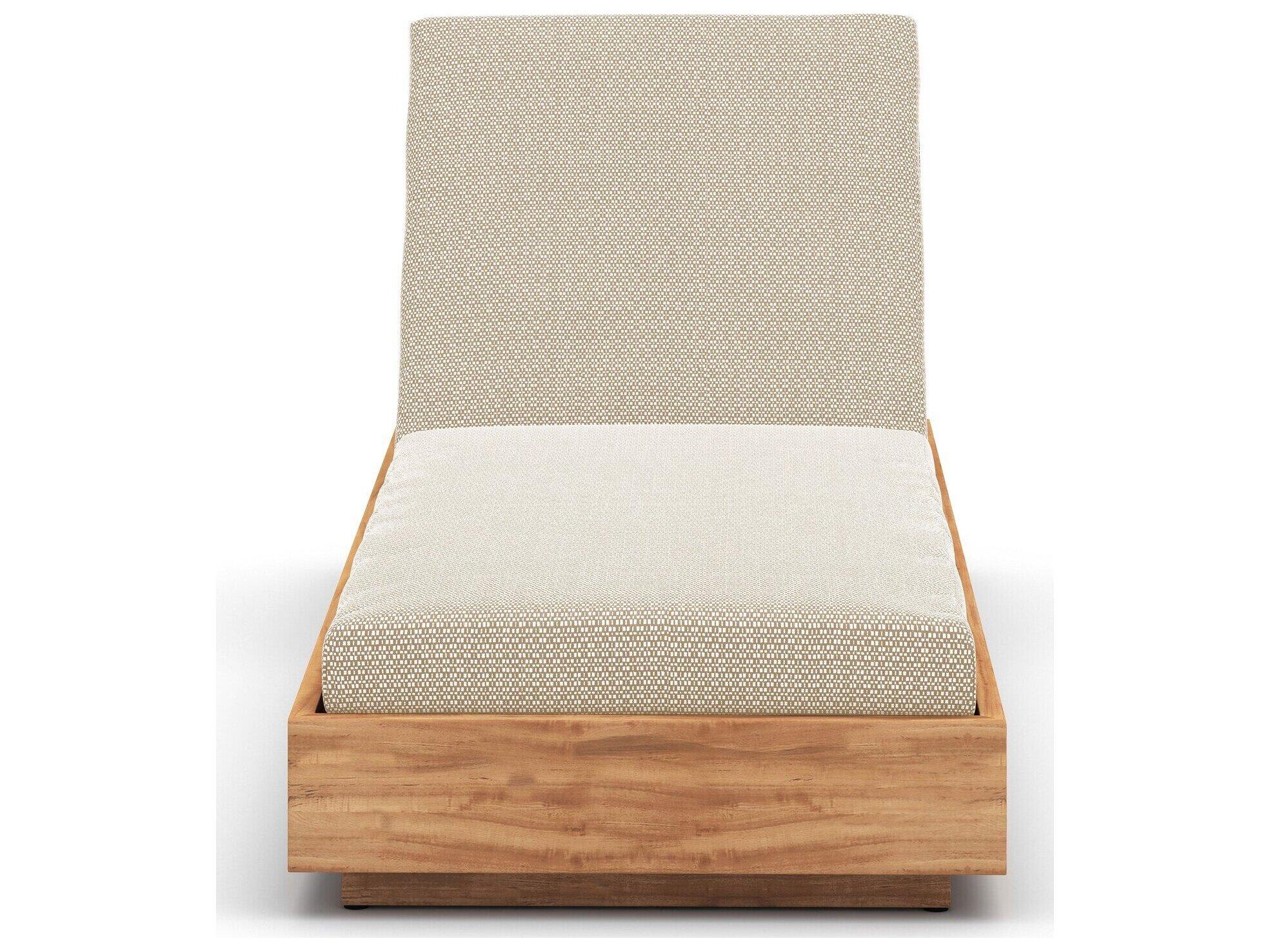 Four Hands Outdoor Solano Natural Teak Resin with Faye Sand Cushion Chaise Lounge