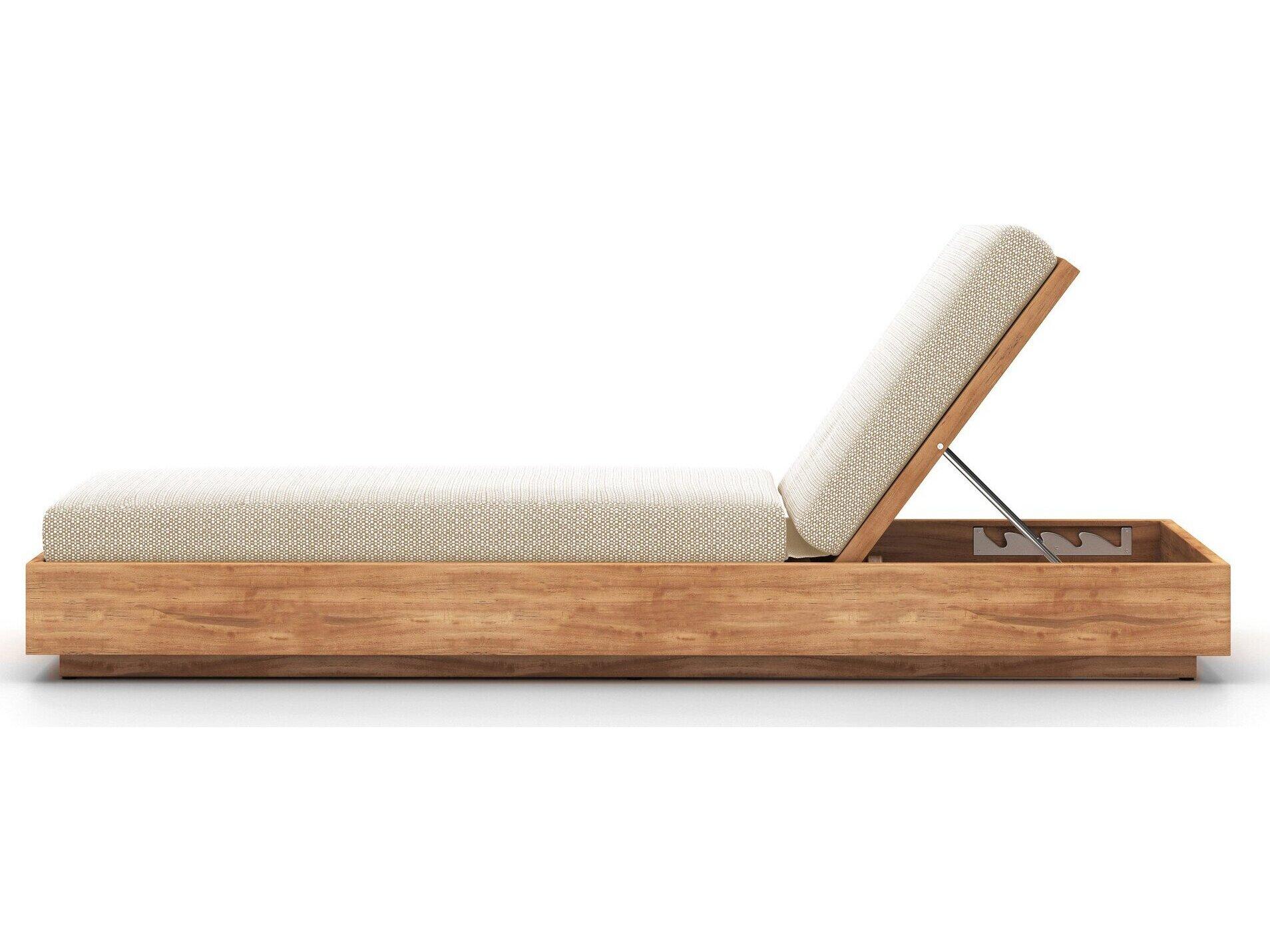 Four Hands Outdoor Solano Natural Teak Resin with Faye Sand Cushion Chaise Lounge