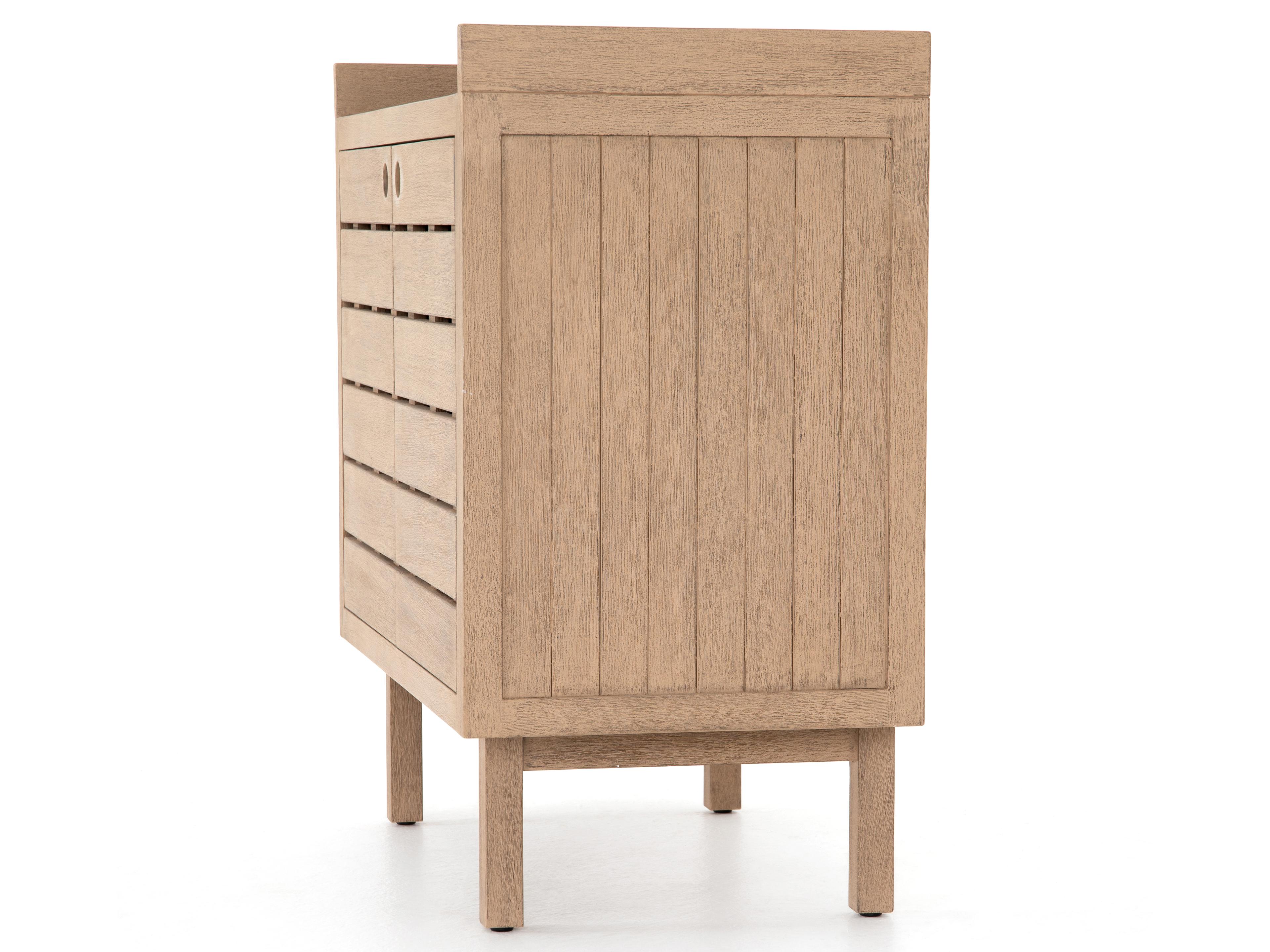 Four Hands Outdoor Solano Washed Brown Teak Rectangular Console Table