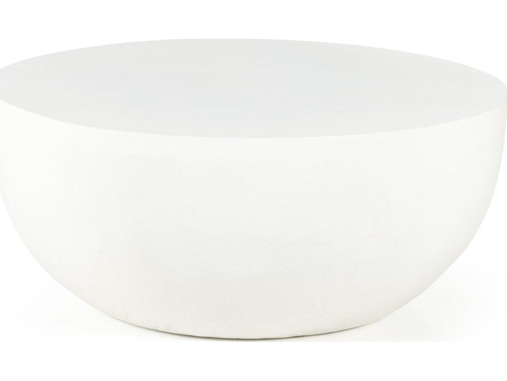 Four Hands Outdoor Marlow Matte White Cast Aluminum Round Coffee Table