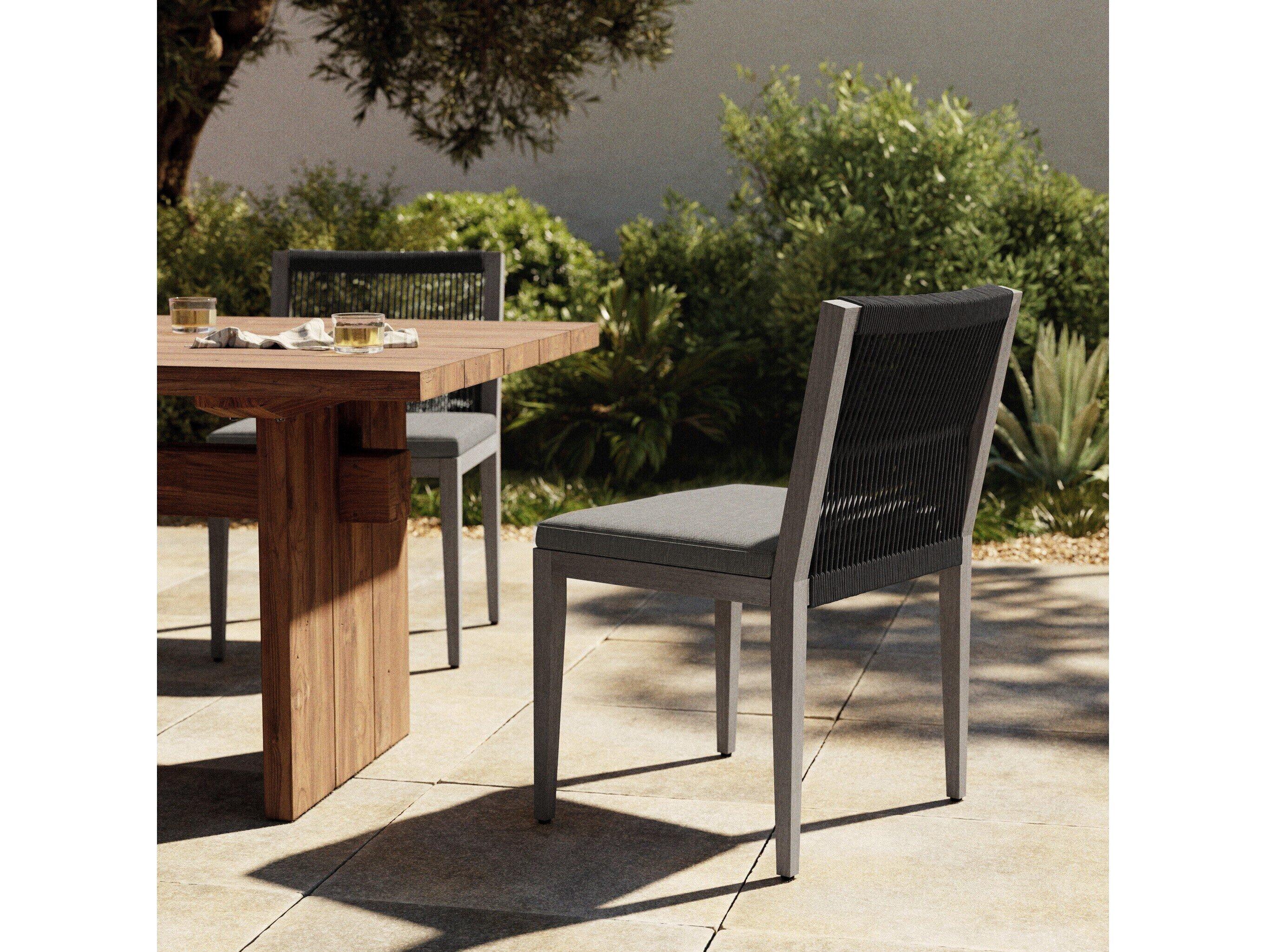 Four Hands Outdoor Solano Charcoal / Weathered Grey / Dark Grey Rope Dining Chair