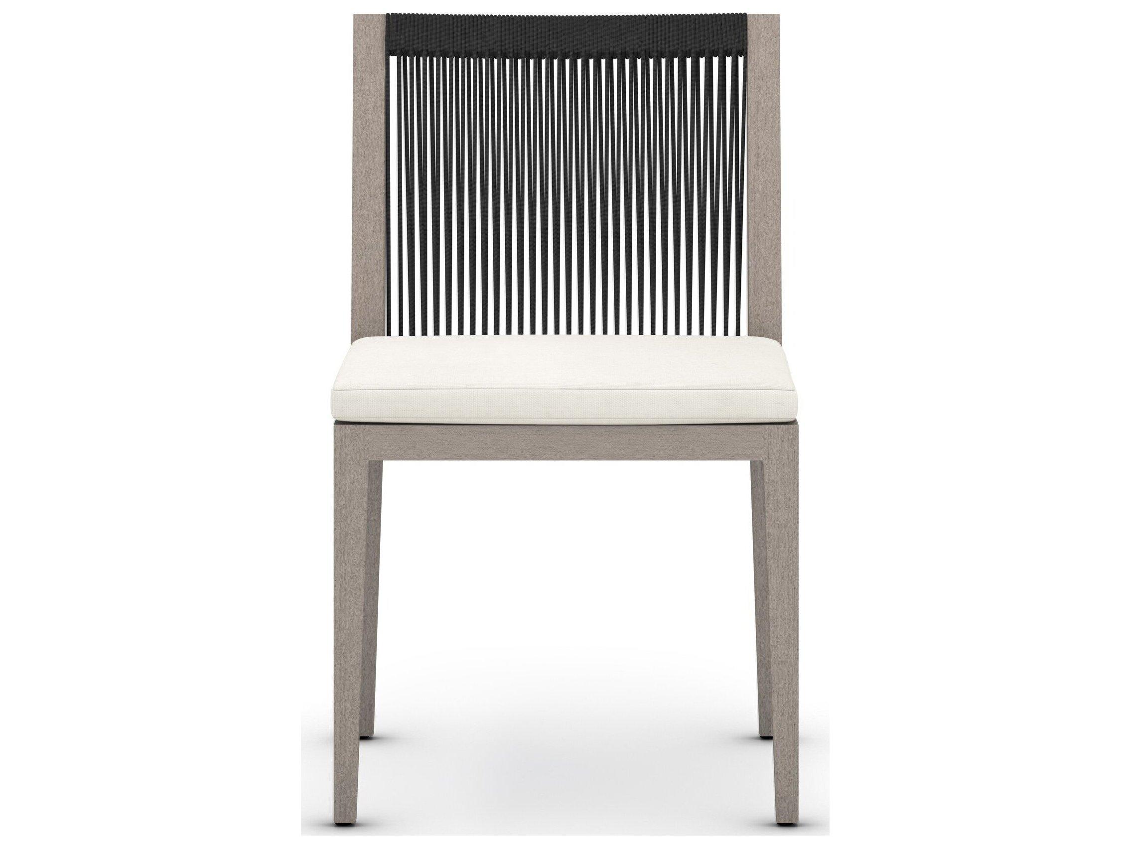 Luxecor Globetrotter Outdoor Dark Grey Rope / Weathered Teak Dining Chair with Natural Ivory Cushion