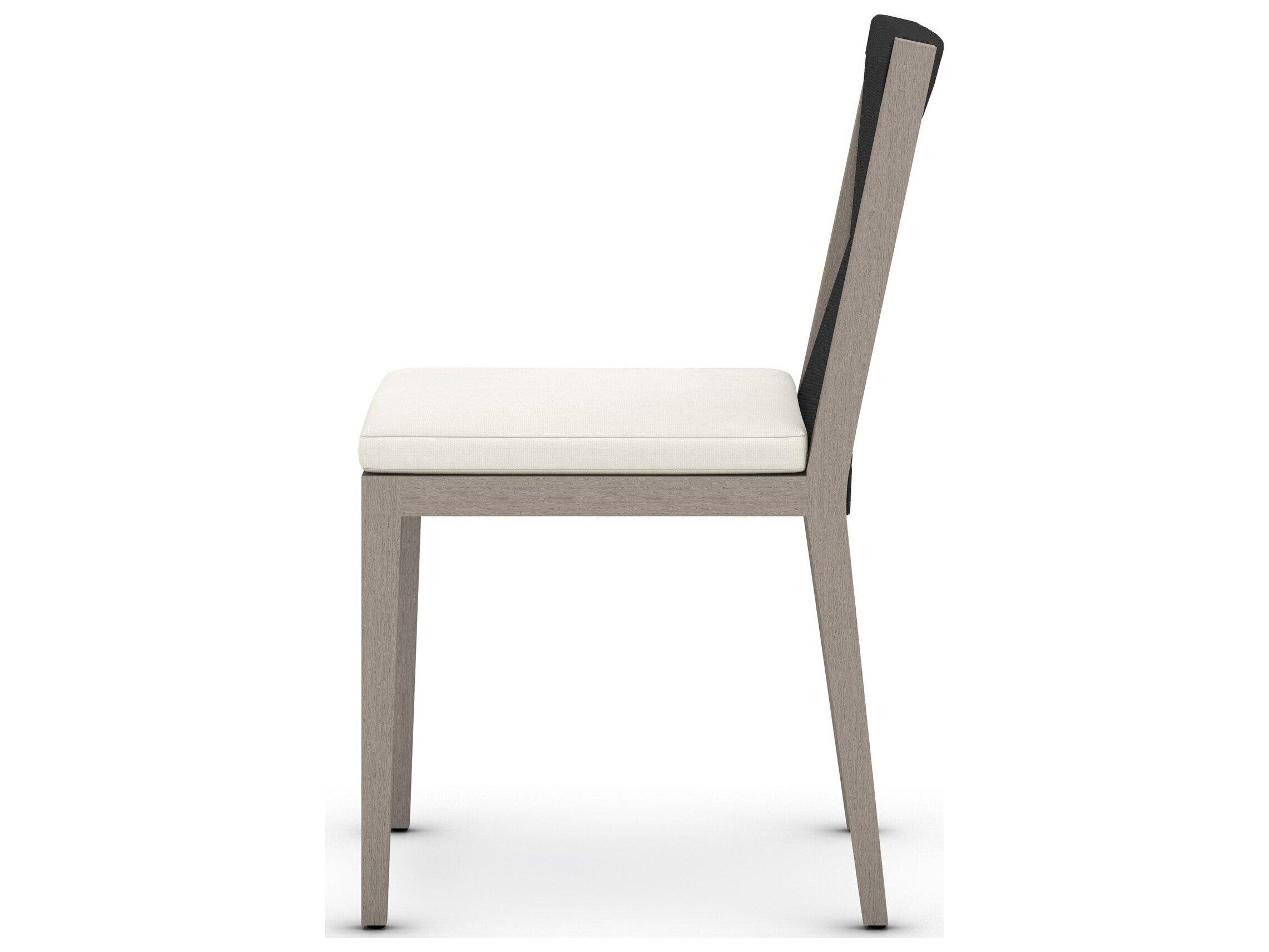 Luxecor Globetrotter Outdoor Dark Grey Rope / Weathered Teak Dining Chair with Natural Ivory Cushion