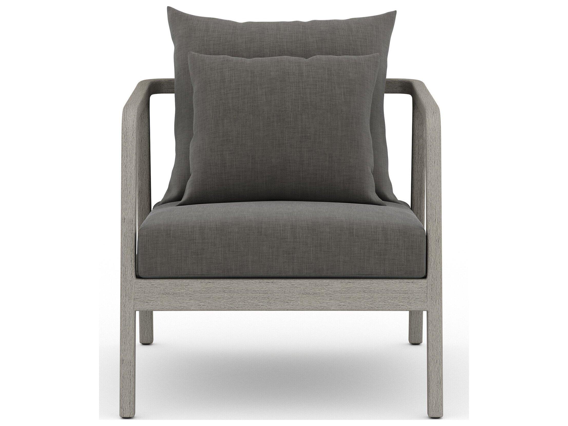 Four Hands Outdoor Solano Weathered Grey Teak / Dark Grey Rope Lounge Chair with Charcoal Cushion