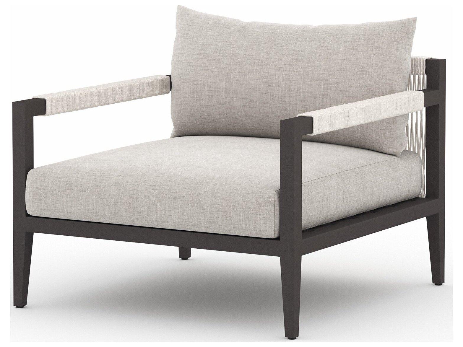 Four Hands Outdoor Solano Stone Grey / Bronze / Ivory Rope Lounge Chair