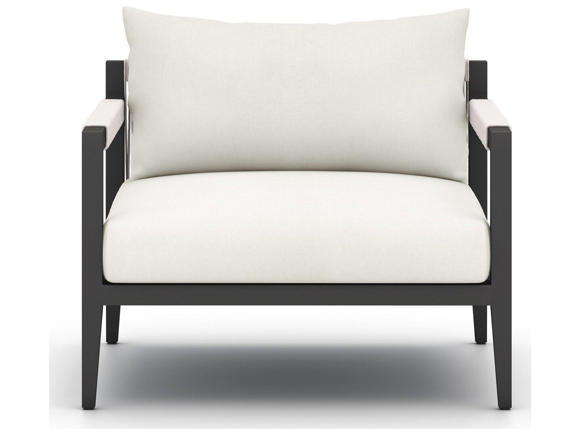 Four Hands Outdoor Solano Bronze Aluminum / Ivory Rope Lounge Chair with Natural Ivory Cushion