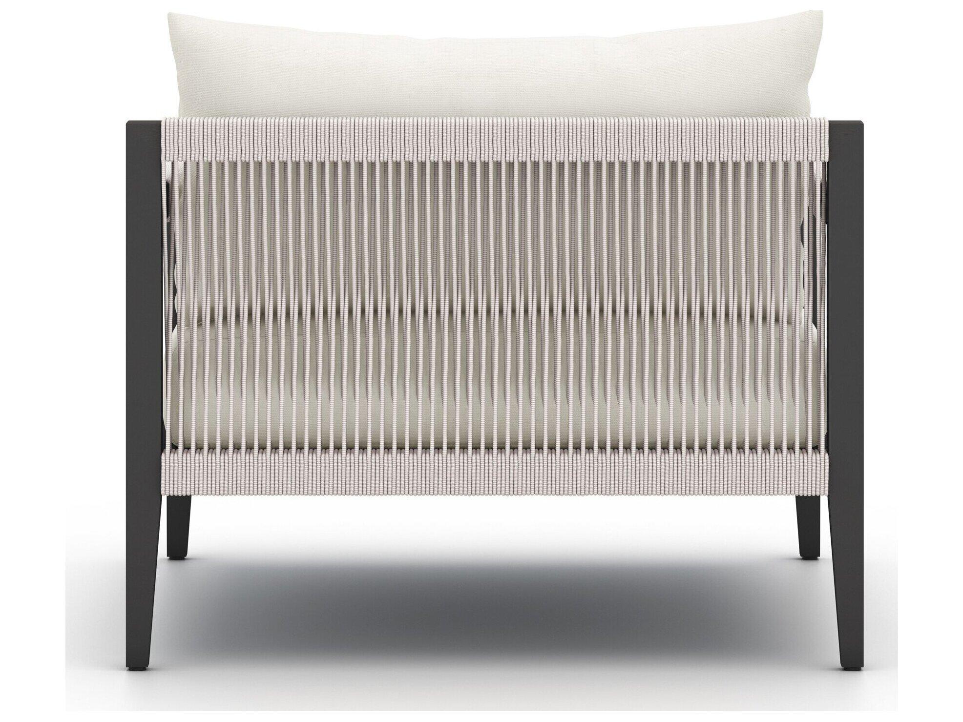 Four Hands Outdoor Solano Bronze Aluminum / Ivory Rope Lounge Chair with Natural Ivory Cushion