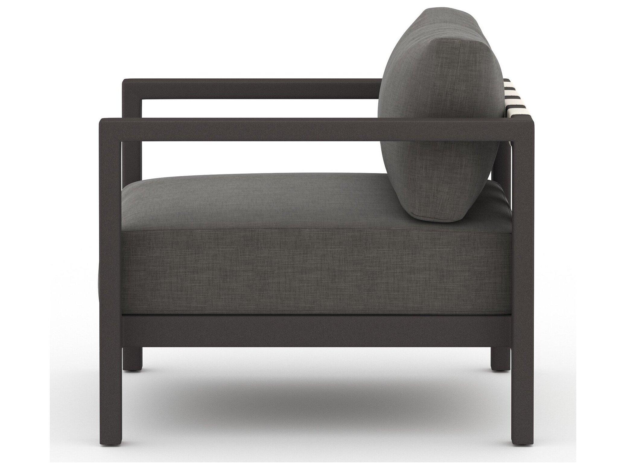 Four Hands Outdoor Solano Bronze Aluminum / Ivory Rope Lounge Chair with Charcoal Cushion