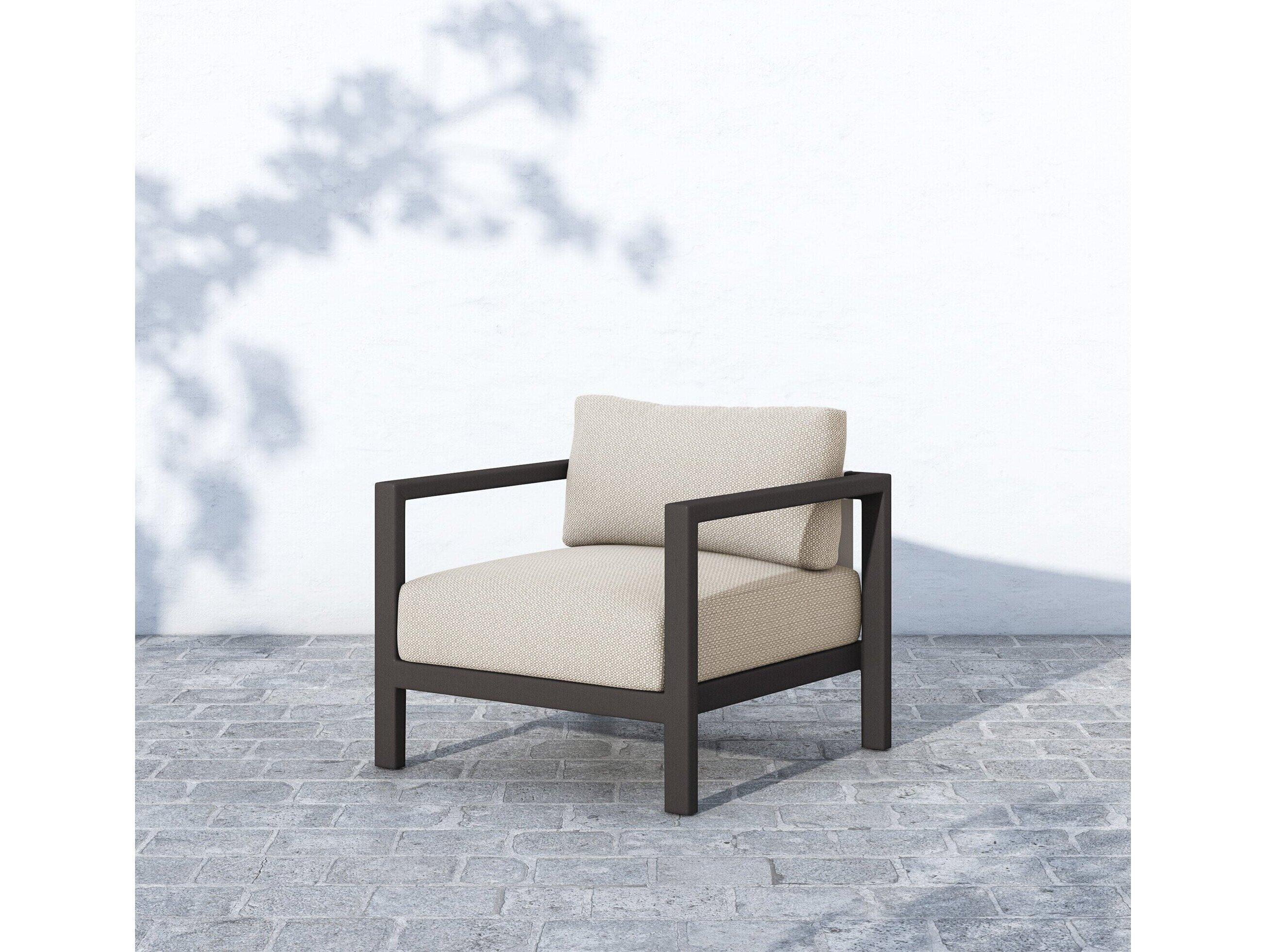 Four Hands Outdoor Solano Bronze Aluminum / Ivory Rope Lounge Chair with Faye Sand Cushion