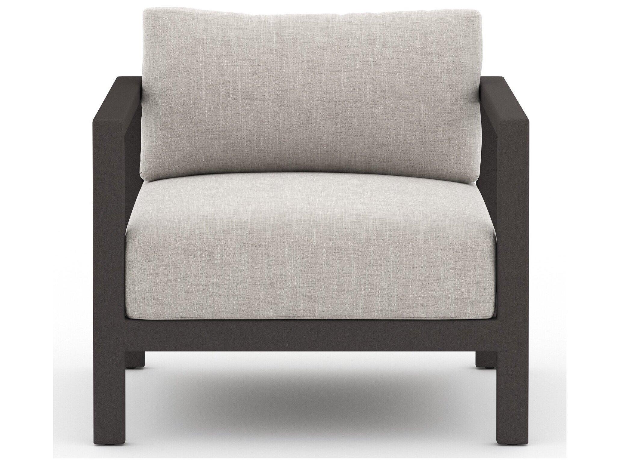 Four Hands Outdoor Solano Bronze Aluminum / Ivory Rope Lounge Chair with Stone Grey Cushion