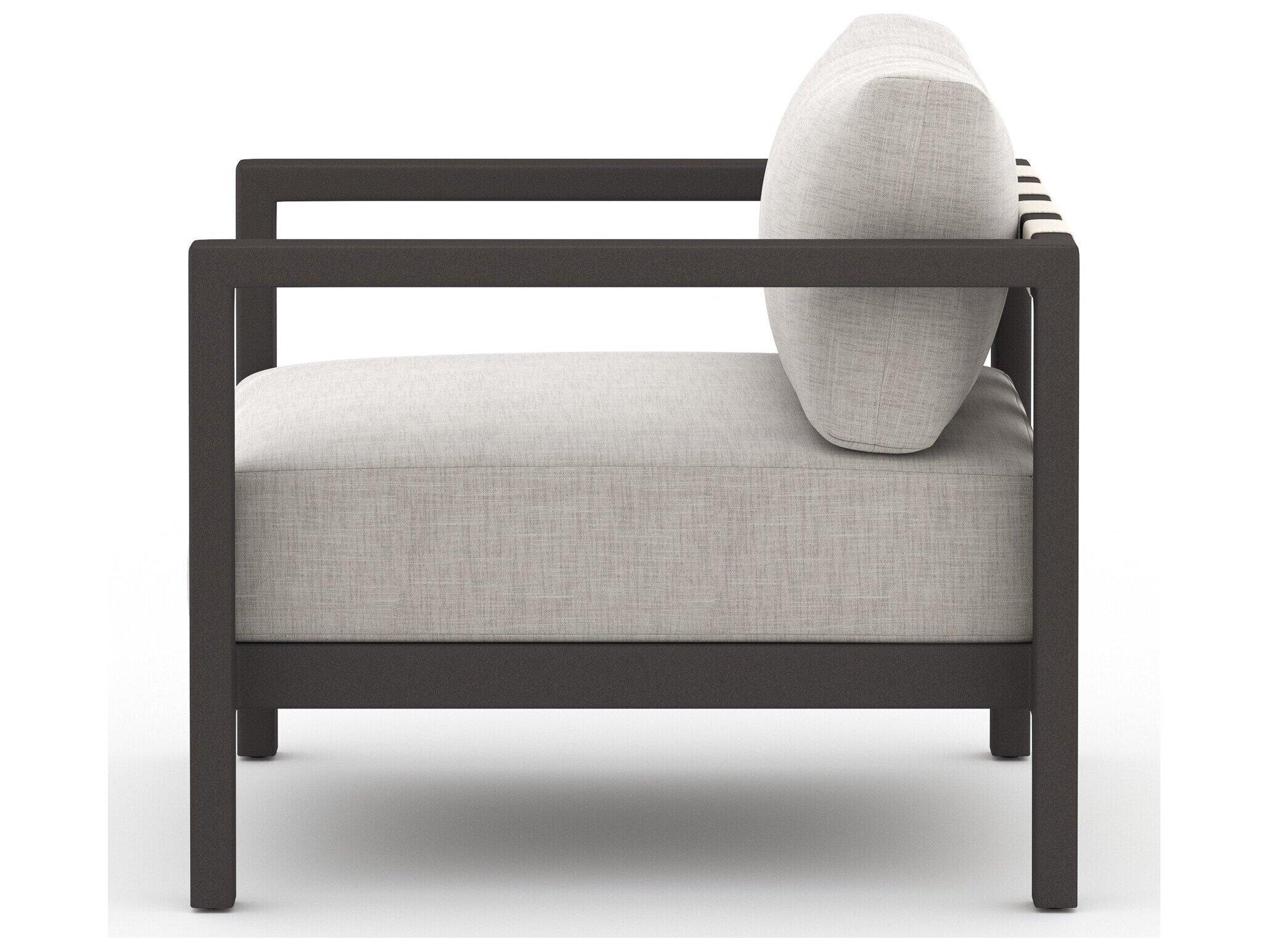 Four Hands Outdoor Solano Bronze Aluminum / Ivory Rope Lounge Chair with Stone Grey Cushion