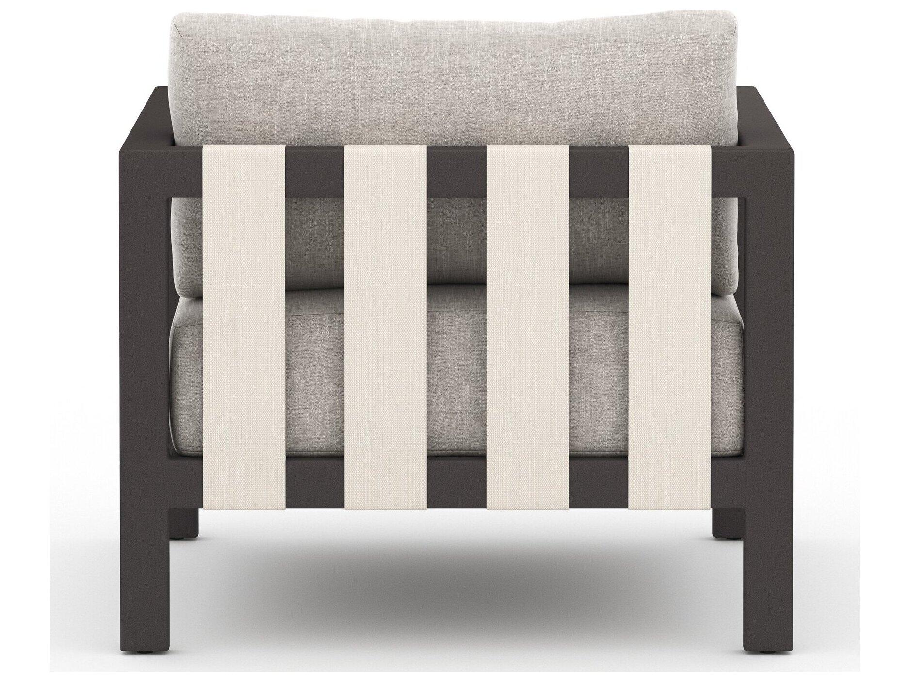 Four Hands Outdoor Solano Bronze Aluminum / Ivory Rope Lounge Chair with Stone Grey Cushion