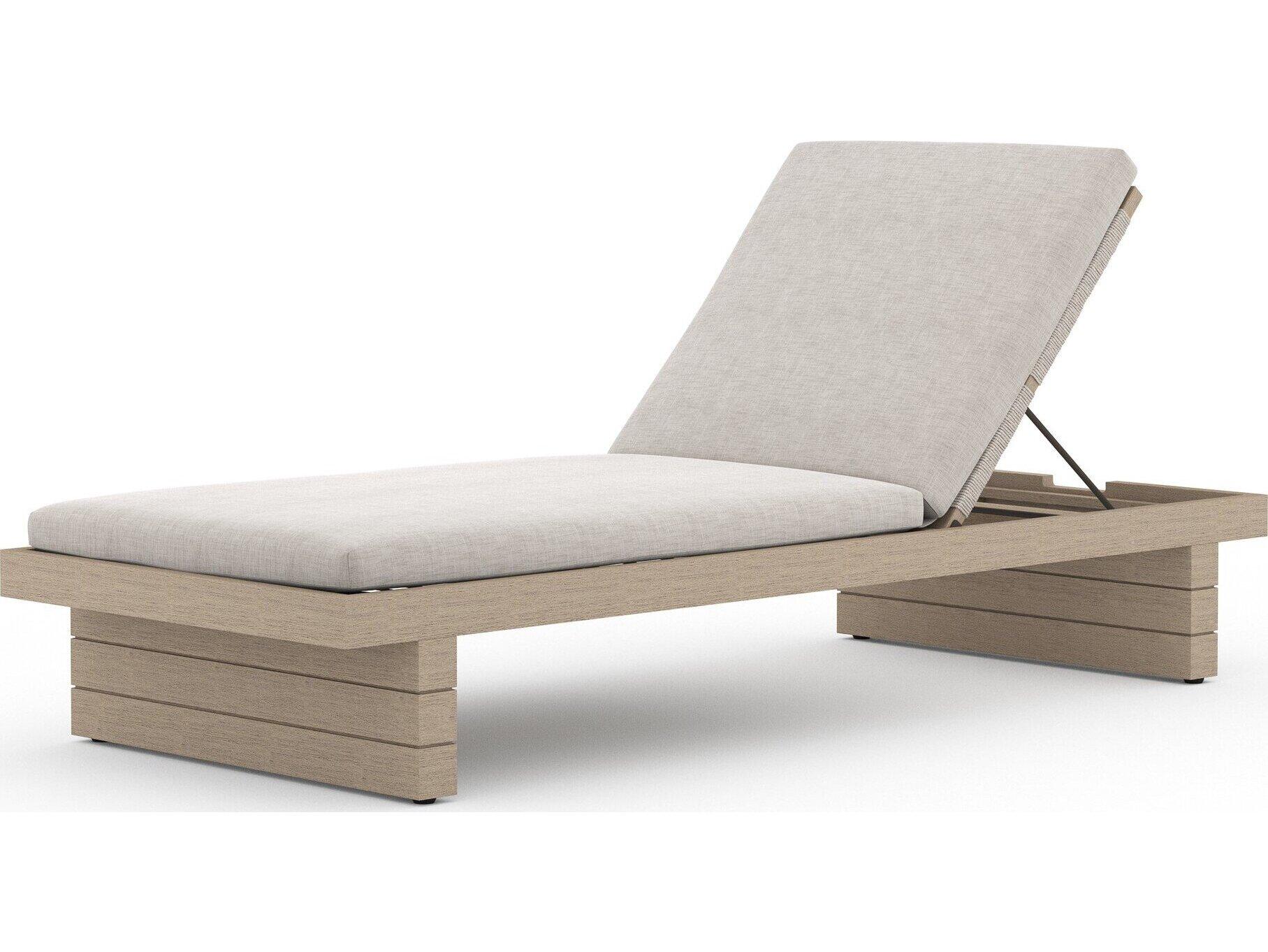 Four Hands Outdoor Solano Washed Brown Teak / Bronze / Grey Rope Chaise Lounge with Stone Grey Cushion