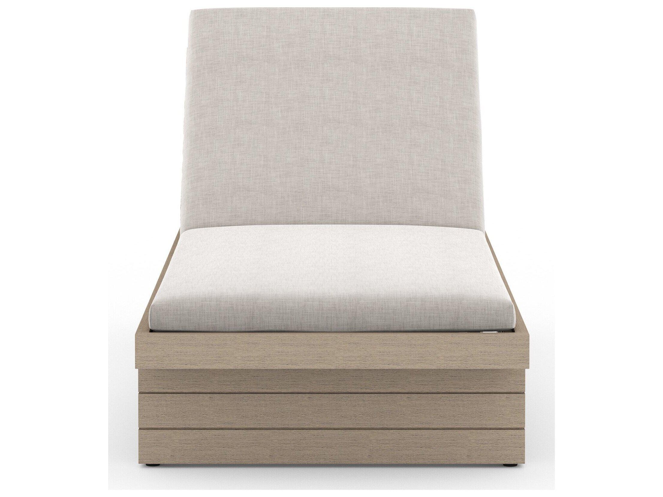 Four Hands Outdoor Solano Washed Brown Teak / Bronze / Grey Rope Chaise Lounge with Stone Grey Cushion