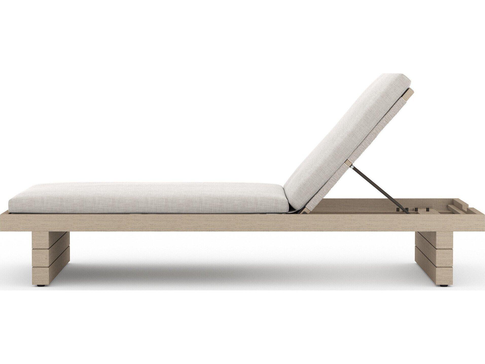 Four Hands Outdoor Solano Washed Brown Teak / Bronze / Grey Rope Chaise Lounge with Stone Grey Cushion