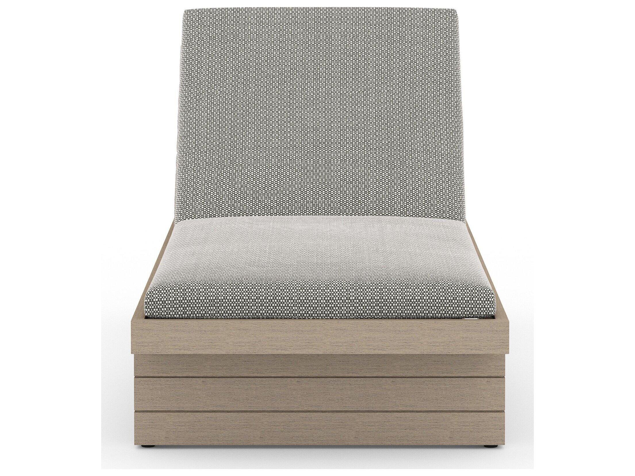 Four Hands Outdoor Solano Washed Brown Teak / Bronze / Grey Rope Chaise Lounge with Faye Ash Cushion