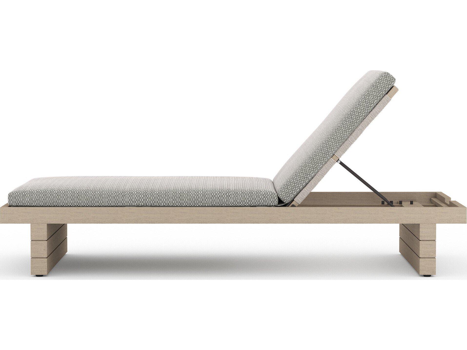 Four Hands Outdoor Solano Washed Brown Teak / Bronze / Grey Rope Chaise Lounge with Faye Ash Cushion