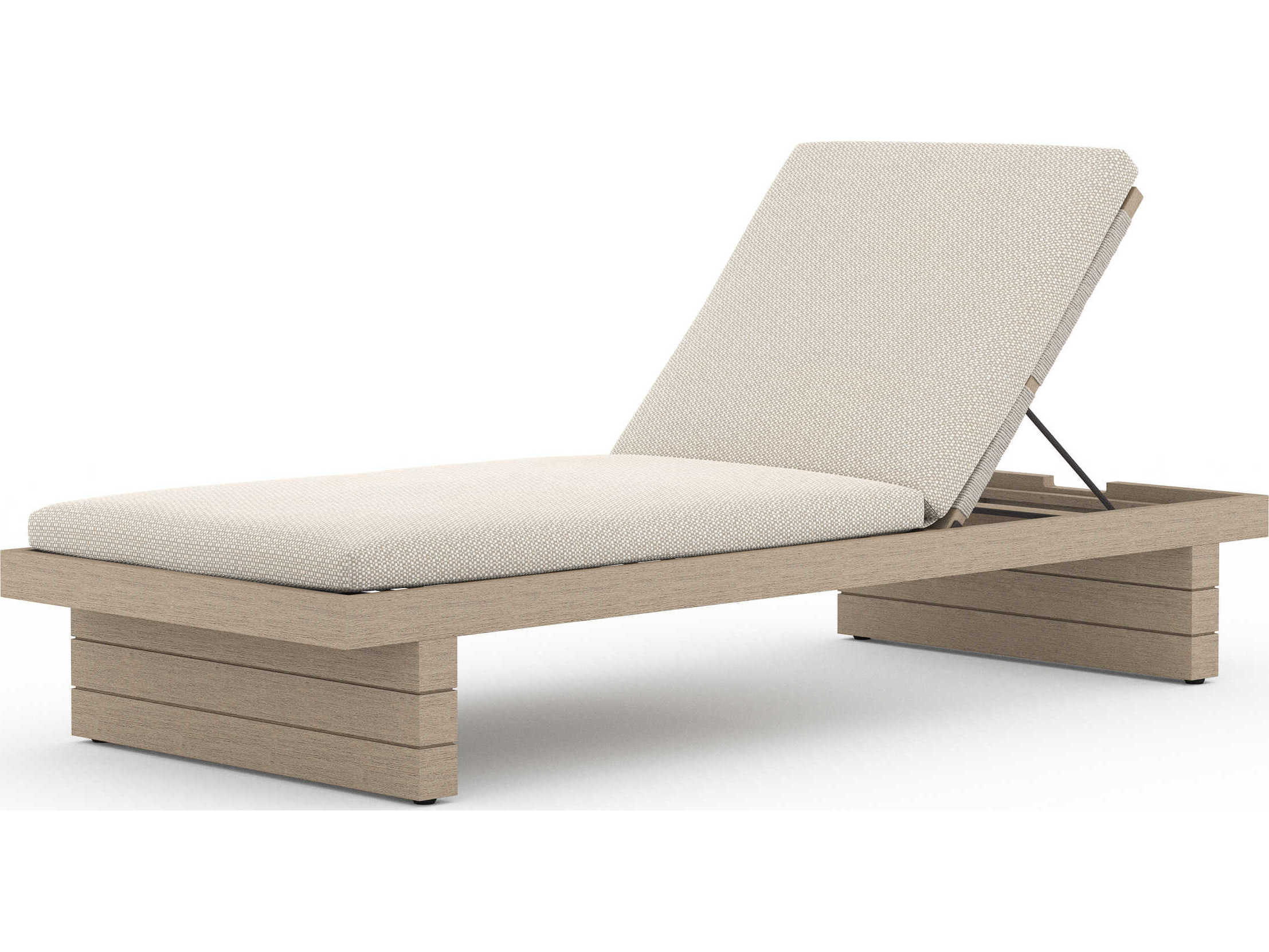 Luxecor Globetrotter Outdoor Washed Brown Teak / Bronze Grey Rope Chaise Lounge with Faye Sand Cushion