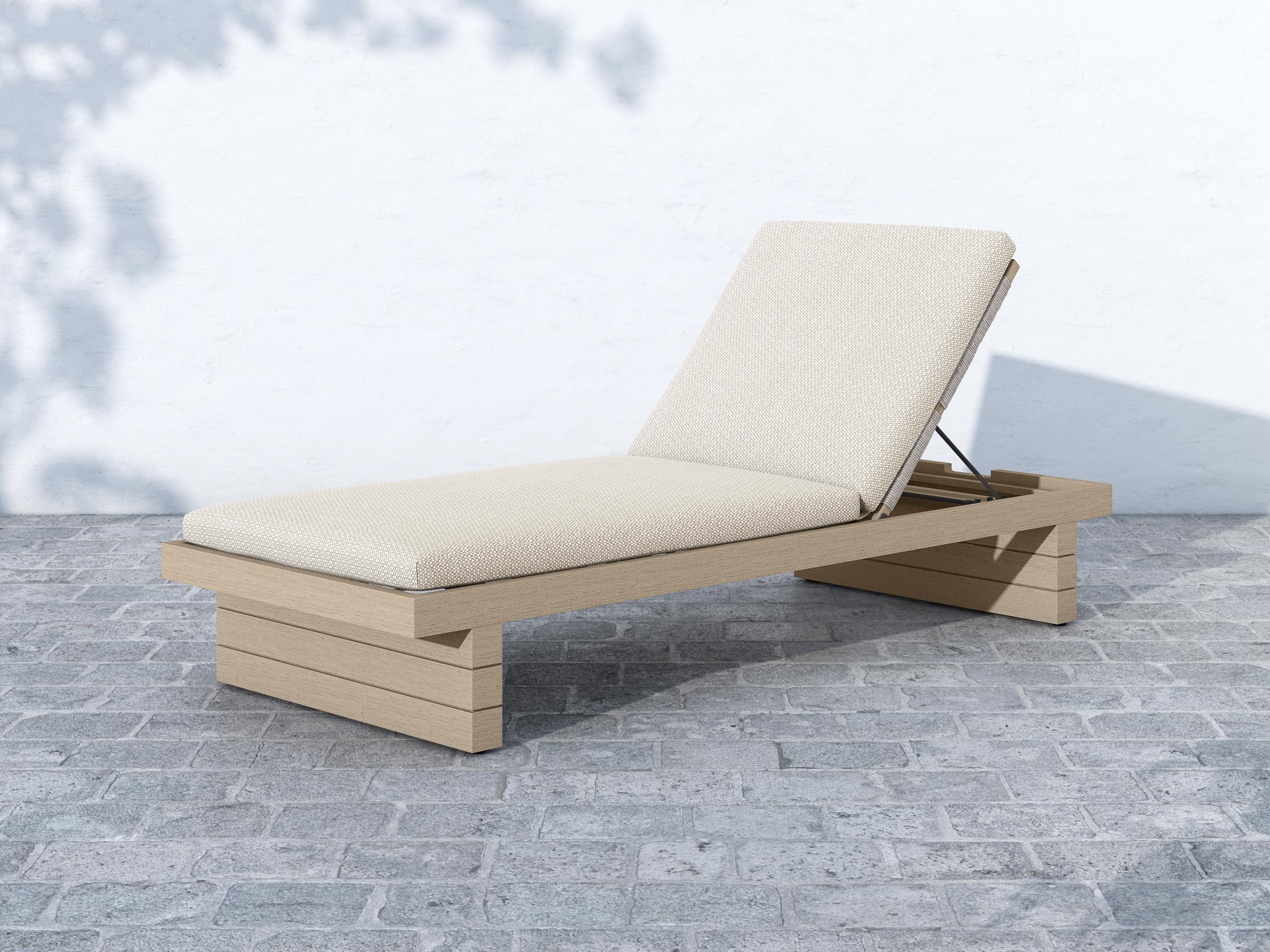 Luxecor Globetrotter Outdoor Washed Brown Teak / Bronze Grey Rope Chaise Lounge with Faye Sand Cushion