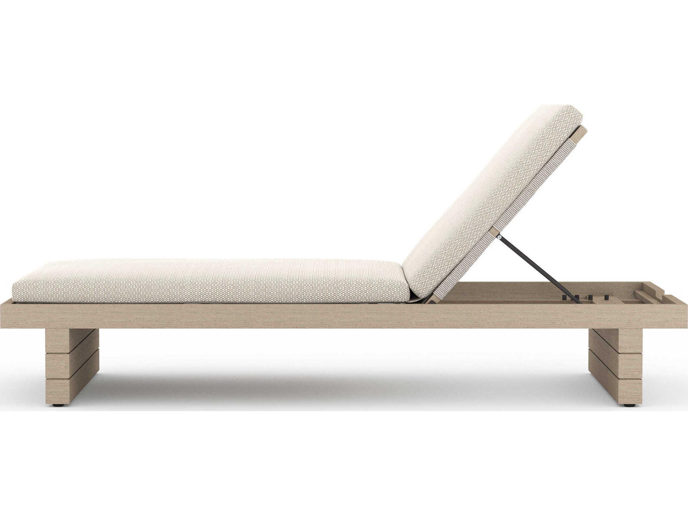 Luxecor Globetrotter Outdoor Washed Brown Teak / Bronze Grey Rope Chaise Lounge with Faye Sand Cushion