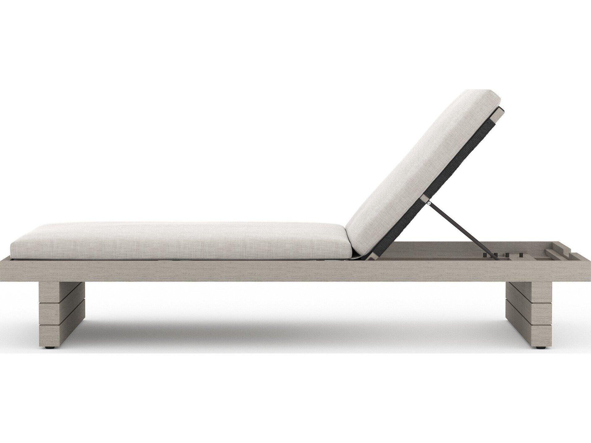 Four Hands Outdoor Solano Washed Brown Teak / Bronze / Grey Rope Chaise Lounge with Faye Sand Cushion