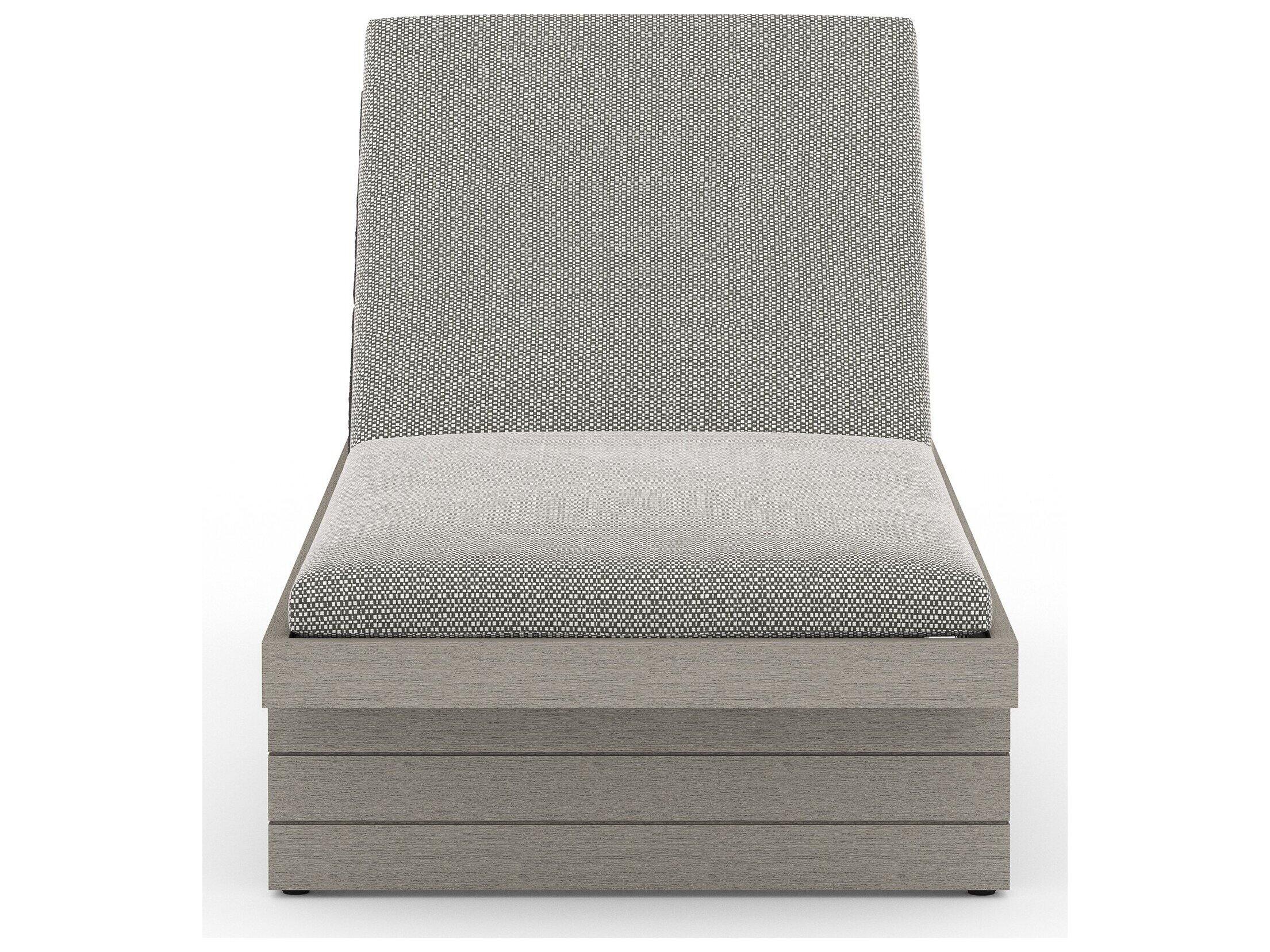 Four Hands Outdoor Solano Weathered Grey Teak Chaise Lounge with Faye Ash Cushion