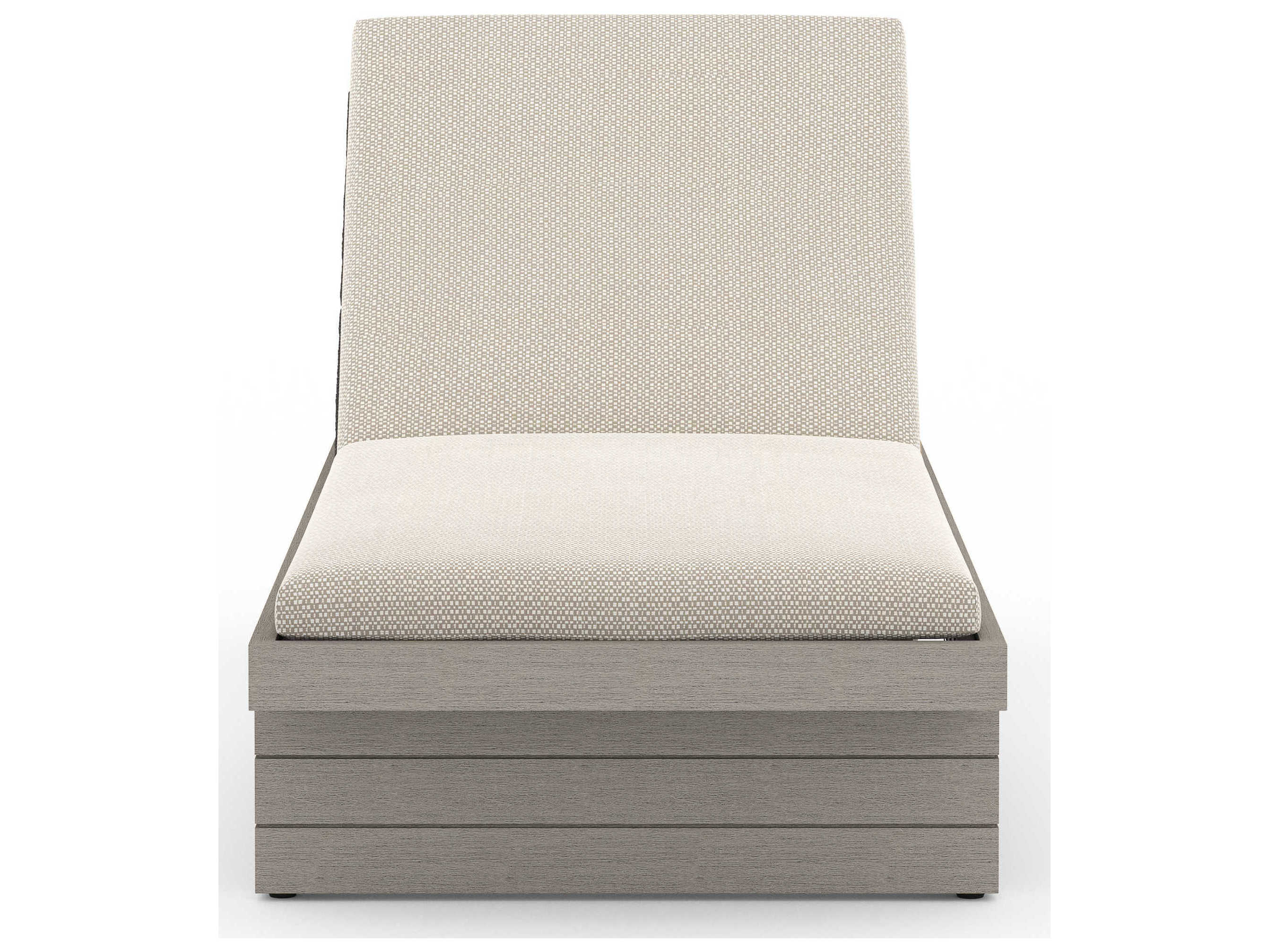 Luxecor Globetrotter Outdoor Weathered Grey Teak Chaise Lounge with Faye Sand Cushion