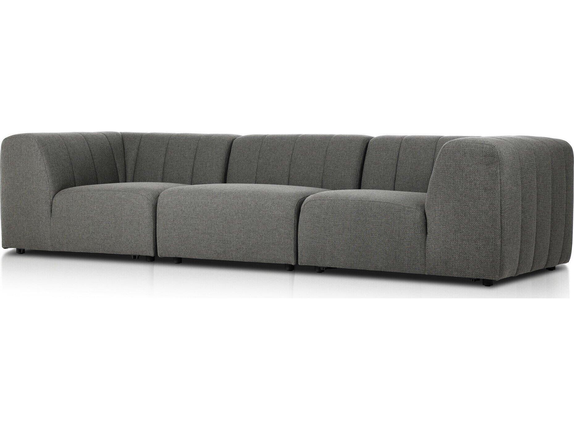 Four Hands Outdoor Solano Hayes Charcoal 3-Piece Sectional Sofa