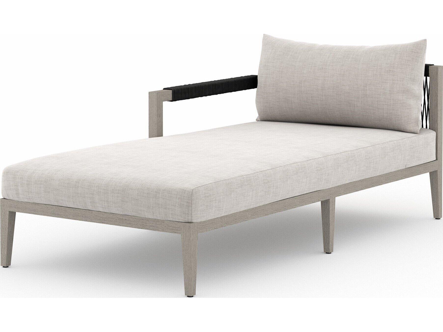 Four Hands Outdoor Solano Stone Grey / Weathered Grey / Dark Grey Rope Left Arm Facing Chaise Lounge