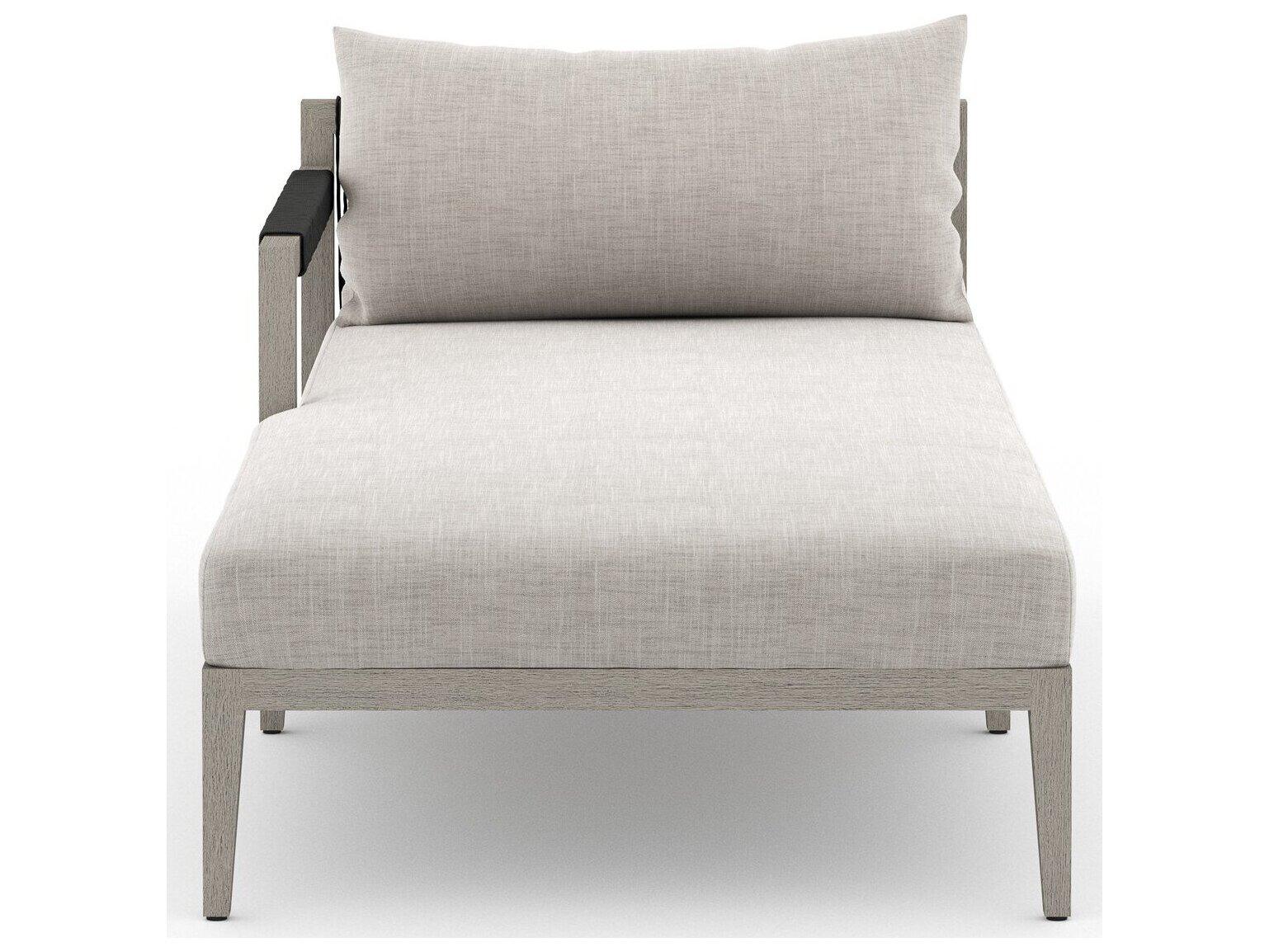 Four Hands Outdoor Solano Stone Grey / Weathered Grey / Dark Grey Rope Left Arm Facing Chaise Lounge