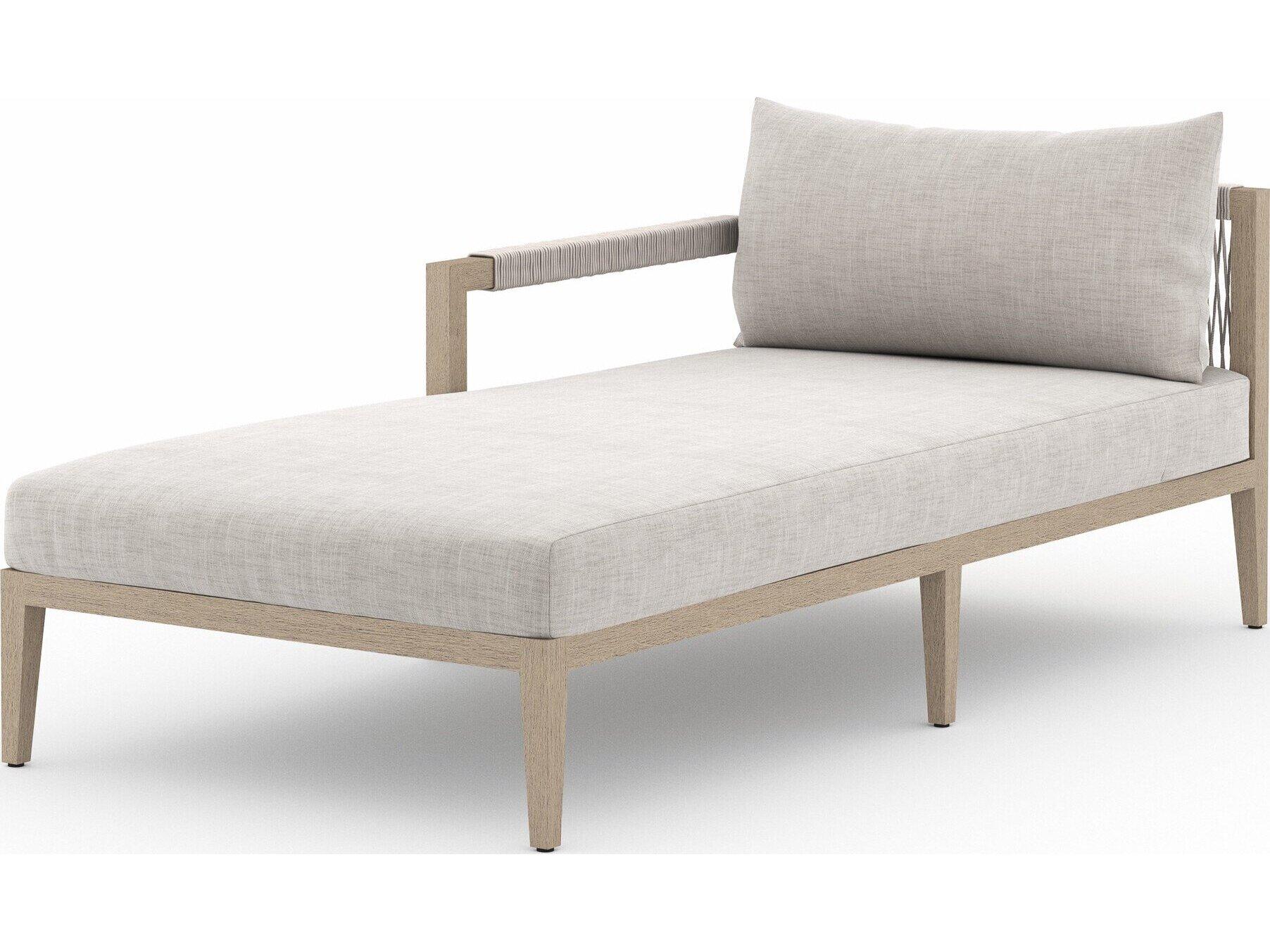 Four Hands Outdoor Solano Stone Grey / Washed Brown / Gray Rope Left Arm Facing Chaise Lounge