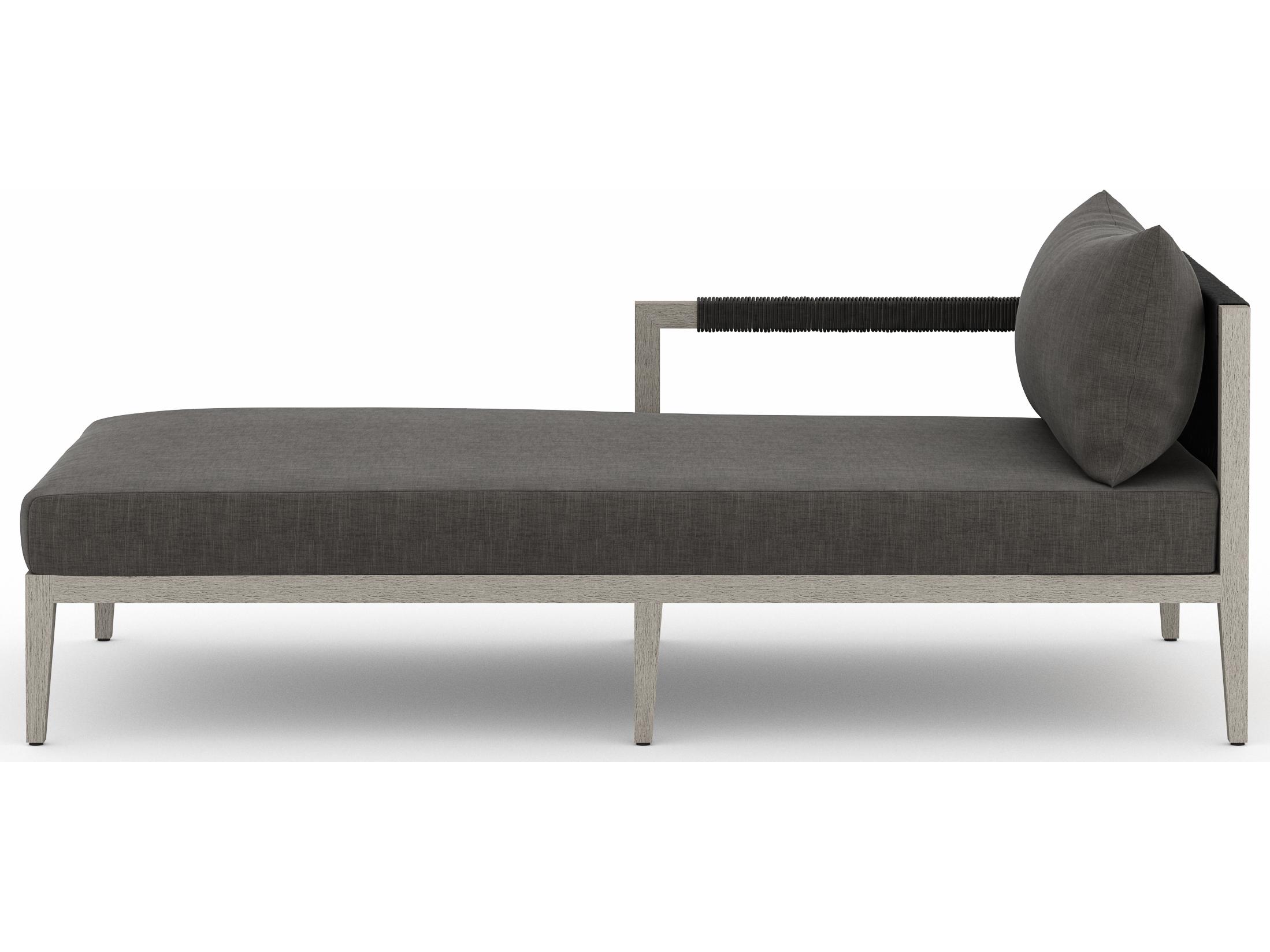 Luxecor Globetrotter Outdoor Charcoal / Weathered Grey Dark Rope Left Arm Facing Chaise Lounge