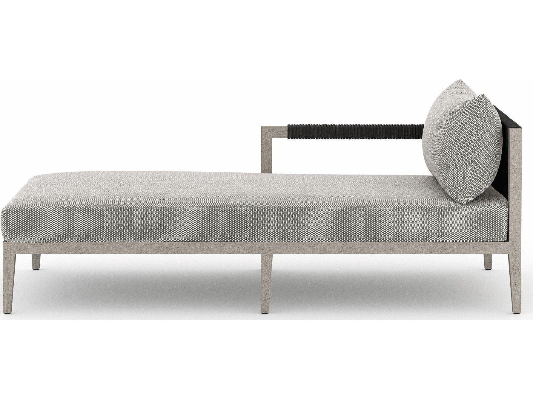 Four Hands Outdoor Solano Faye Ash / Weathered Grey / Dark Grey Rope Left Arm Facing Chaise Lounge