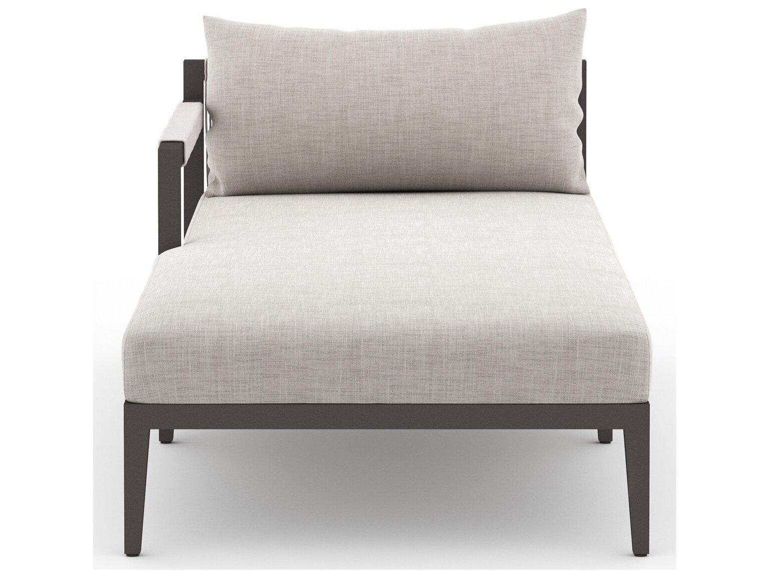 Four Hands Outdoor Solano Stone Grey / Bronze / Ivory Rope Left Arm Facing Chaise Lounge