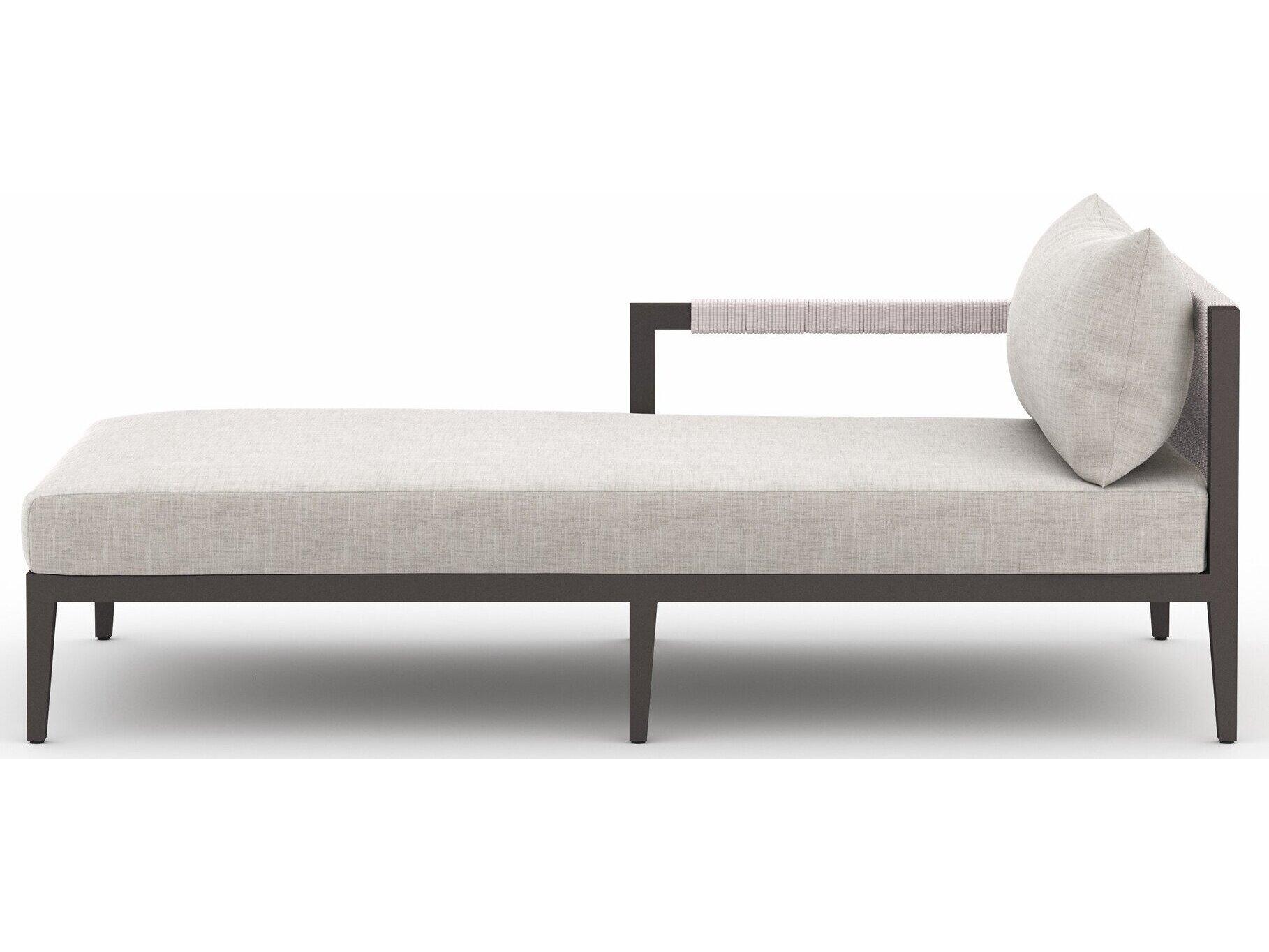 Four Hands Outdoor Solano Stone Grey / Bronze / Ivory Rope Left Arm Facing Chaise Lounge