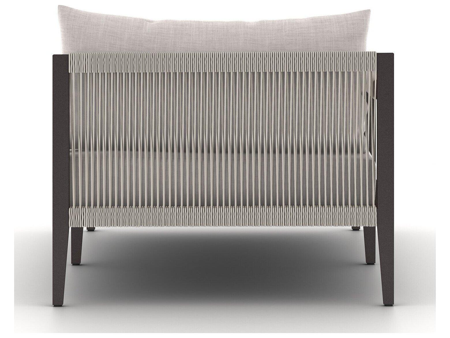 Four Hands Outdoor Solano Stone Grey / Bronze / Ivory Rope Left Arm Facing Chaise Lounge