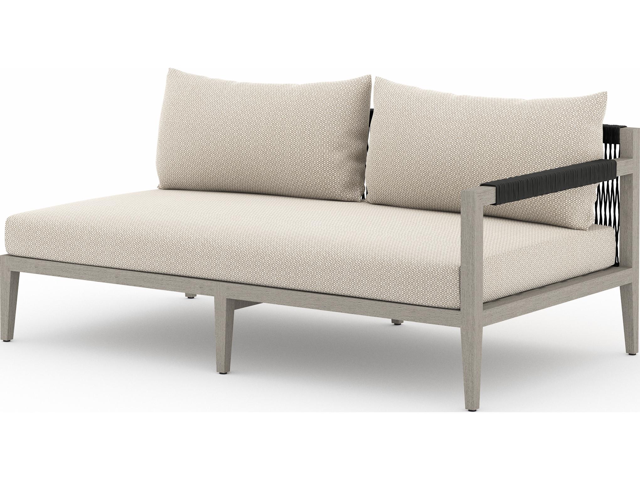 Luxecor Globetrotter Outdoor Faye Sand / Weathered Grey Dark Rope Right Arm Facing Loveseat