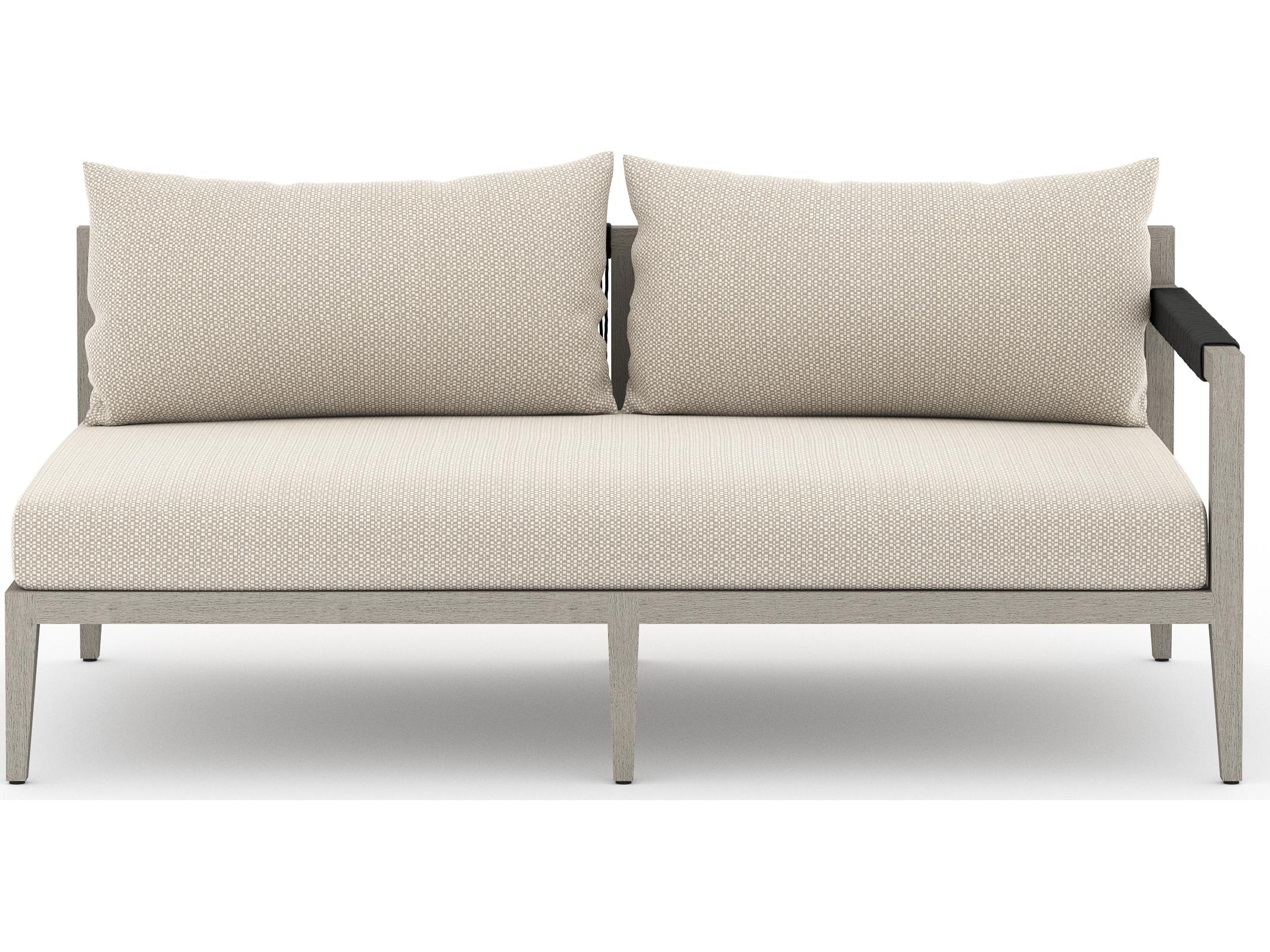 Luxecor Globetrotter Outdoor Faye Sand / Weathered Grey Dark Rope Right Arm Facing Loveseat